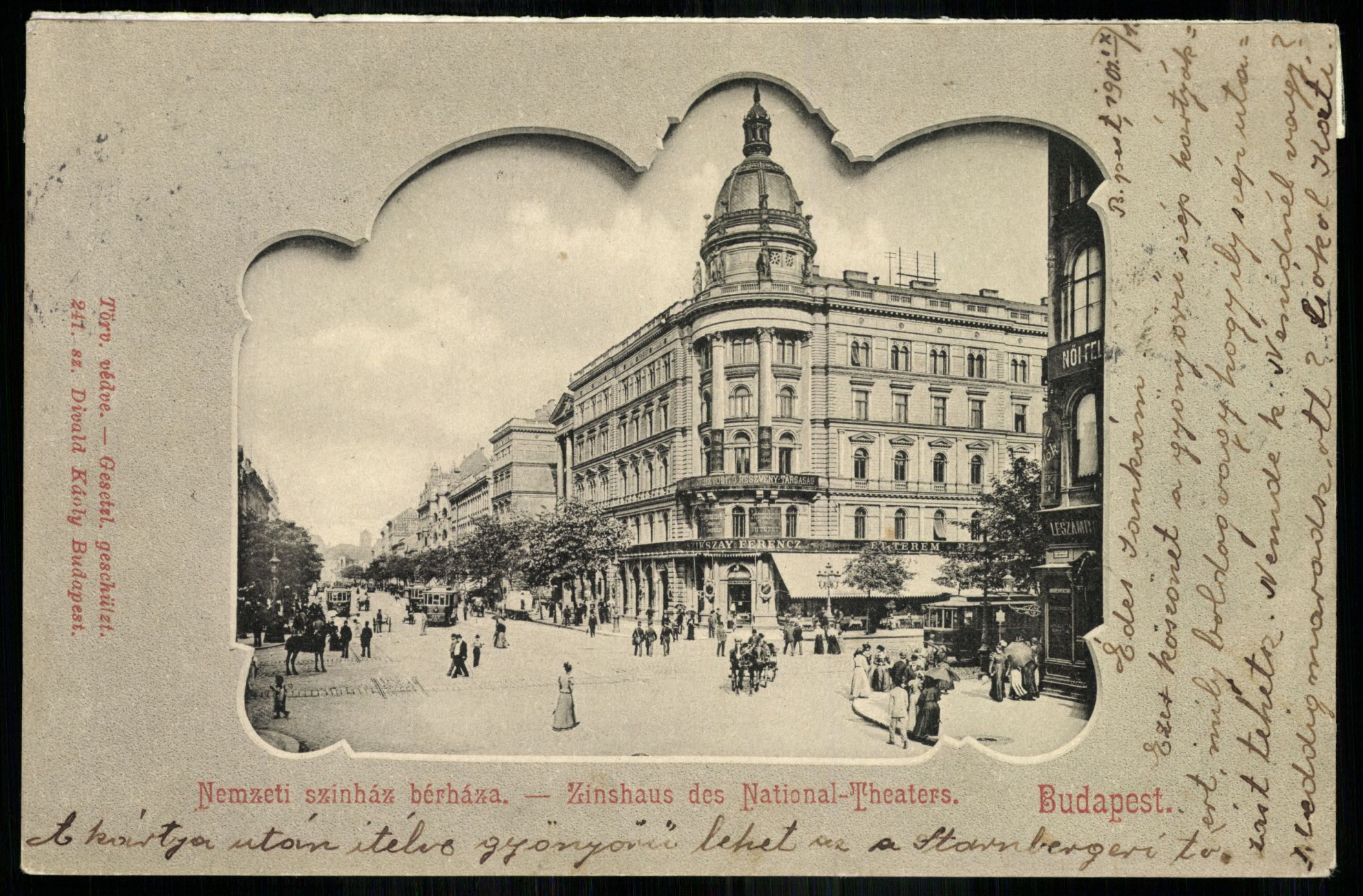 Budapest Nemzeti Színház bérháza. Szikszay (Magyar Kereskedelmi és Vendéglátóipari Múzeum CC BY-NC-ND)
