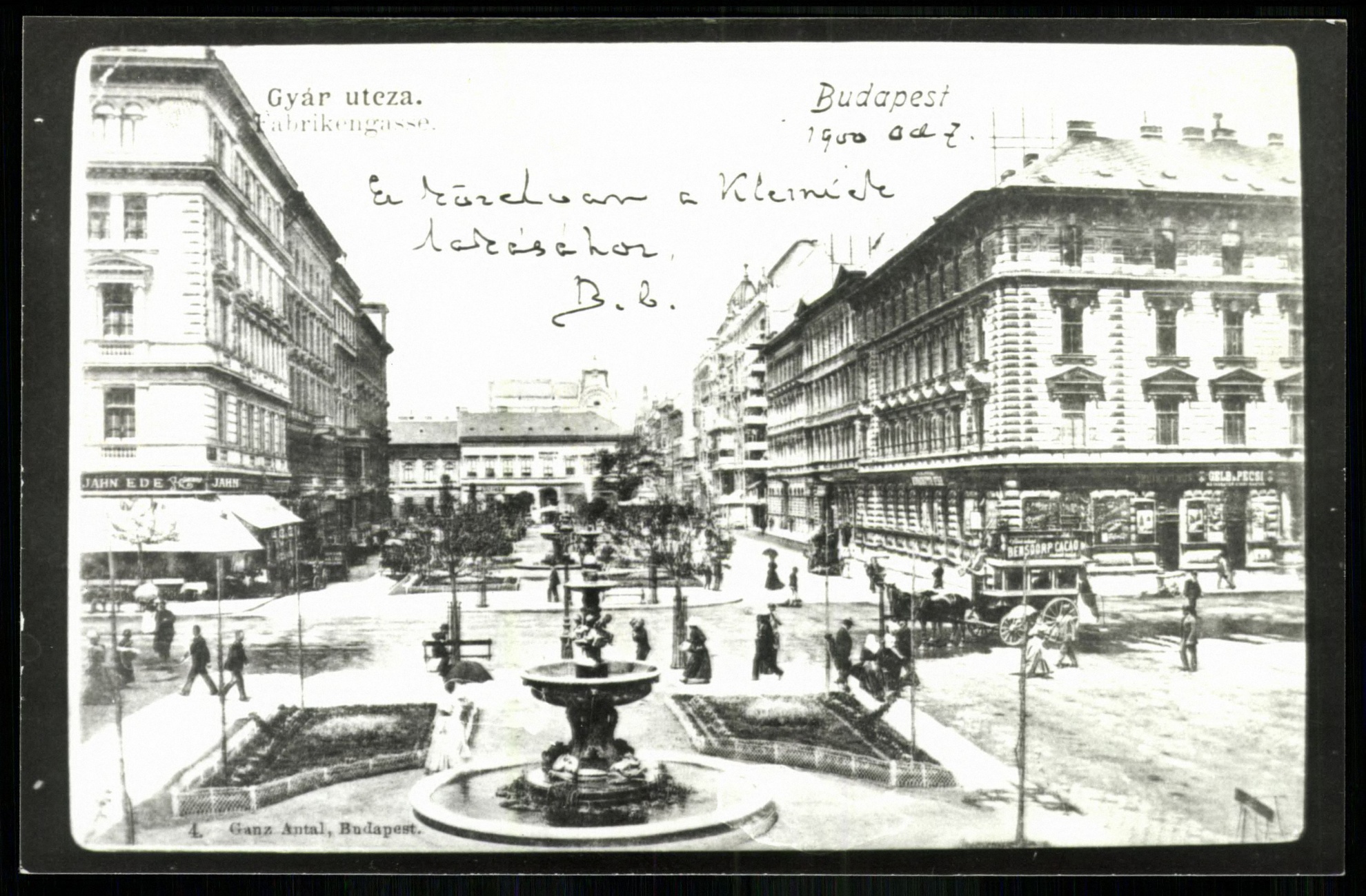 Budapest Gyár utca. Balra Jahn ede (Pilseni?) Sörcsarnoka (Magyar Kereskedelmi és Vendéglátóipari Múzeum CC BY-NC-ND)
