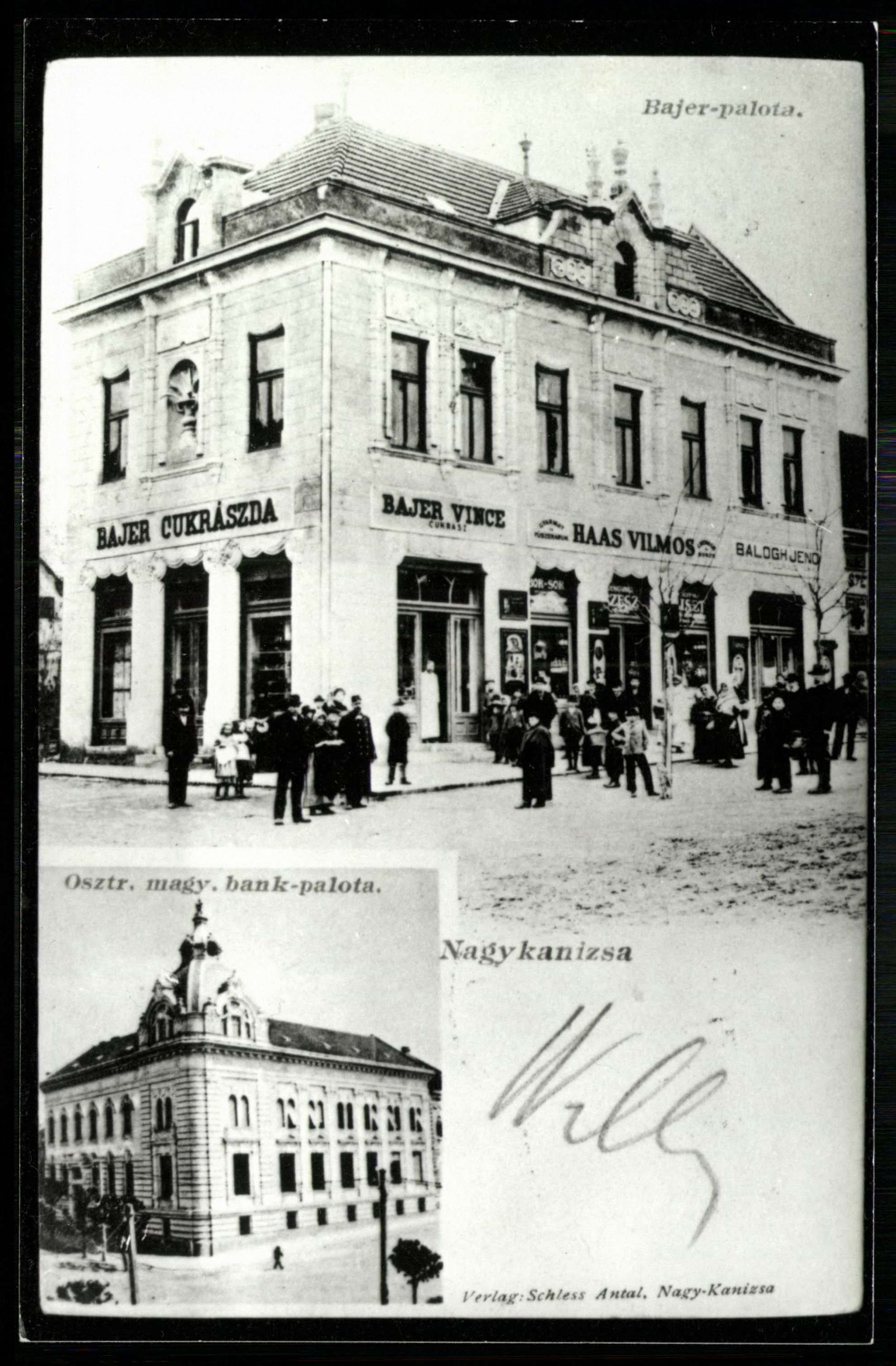 Nagykanizsa Bajer palota. Bajer cukrászda, Osztárk-Magyar Bank Palota (Magyar Kereskedelmi és Vendéglátóipari Múzeum CC BY-NC-ND)