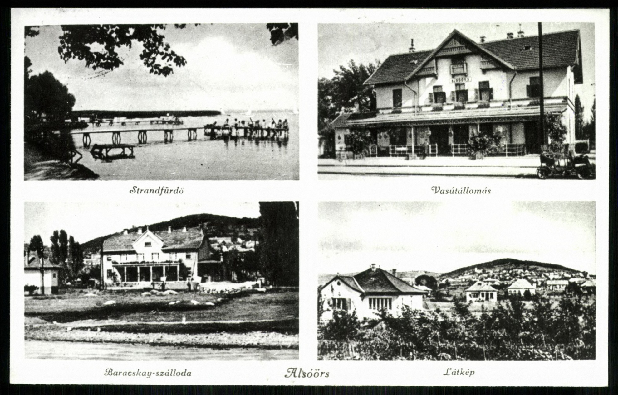 Alsóörs Strandfürdő, Vasútállomás, Baracskay-szálloda, Látkép (Magyar Kereskedelmi és Vendéglátóipari Múzeum CC BY-NC-ND)