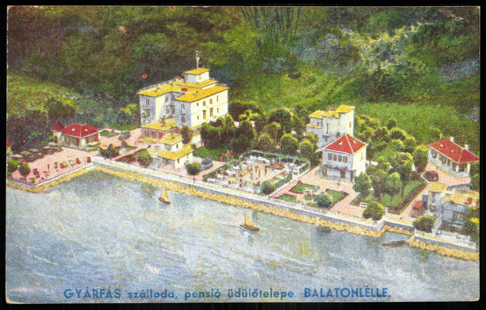 Balatonlelle Gyárfás szálloda, pensió üdülőtelepe (Magyar Kereskedelmi és Vendéglátóipari Múzeum CC BY-NC-ND)