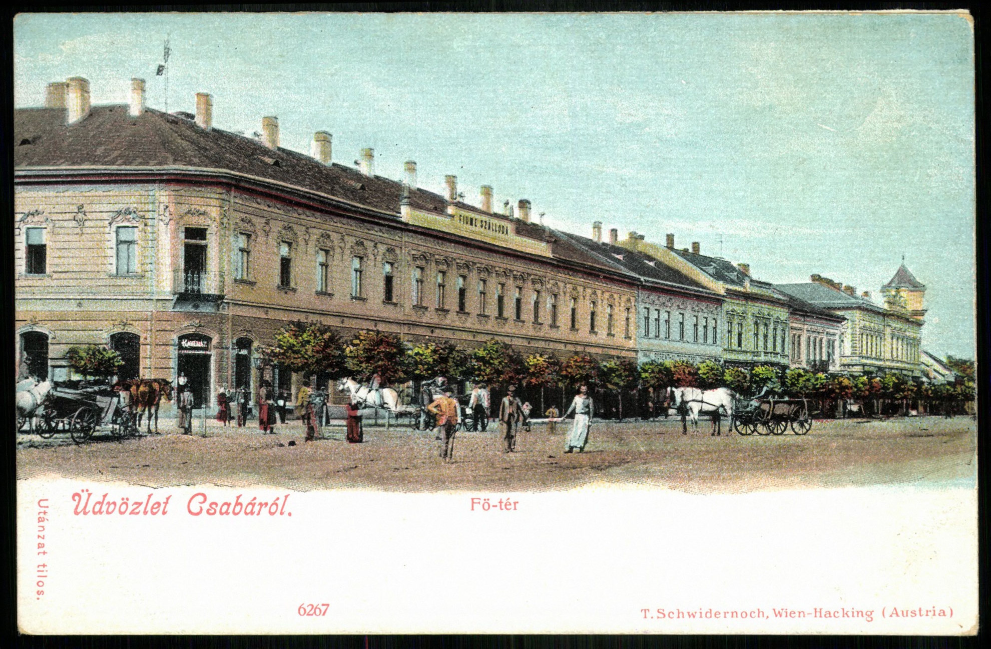 Békéscsaba Fő tér. Fiume szálloda (Magyar Kereskedelmi és Vendéglátóipari Múzeum CC BY-NC-ND)