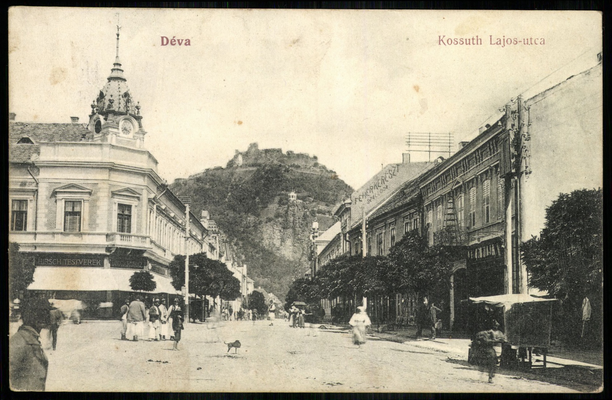 Déva Kossuth Lajos utca. Fehér Kereszt szálloda (Magyar Kereskedelmi és Vendéglátóipari Múzeum CC BY-NC-ND)