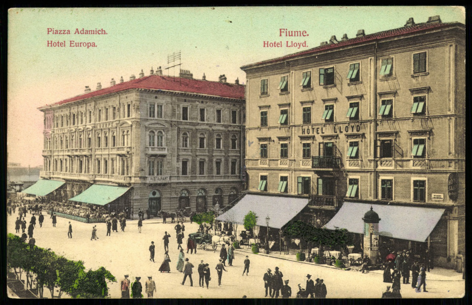 Fiume Pazza Adamich. Hotel Europa. Hotel Lloyd (Magyar Kereskedelmi és Vendéglátóipari Múzeum CC BY-NC-ND)