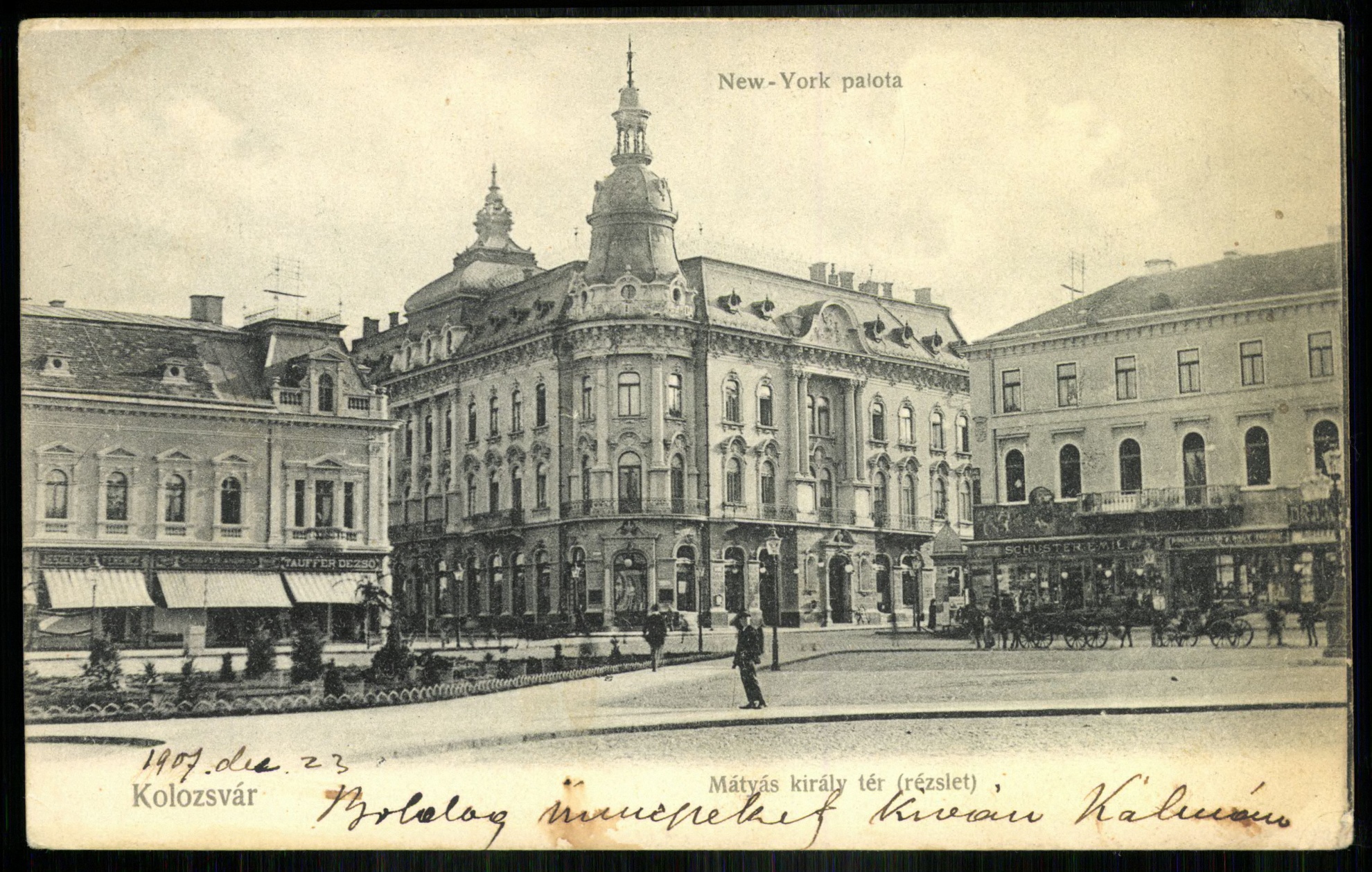 Kolozsvár New York palota. Mátyás király téri részlet (Magyar Kereskedelmi és Vendéglátóipari Múzeum CC BY-NC-ND)