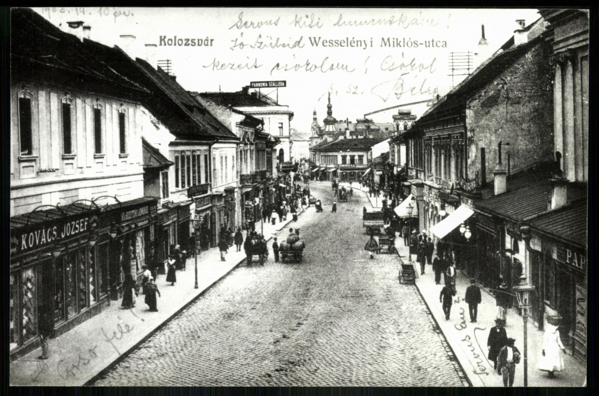 Kolozsvár Wesselényi Miklós utca. Pannonia Szálloda (Magyar Kereskedelmi és Vendéglátóipari Múzeum CC BY-NC-ND)