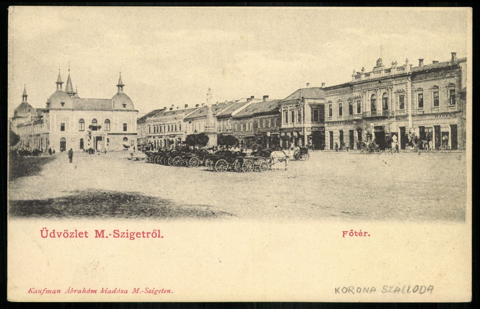 Máramarossziget Fő tér. Korona szálloda (Magyar Kereskedelmi és Vendéglátóipari Múzeum CC BY-NC-ND)