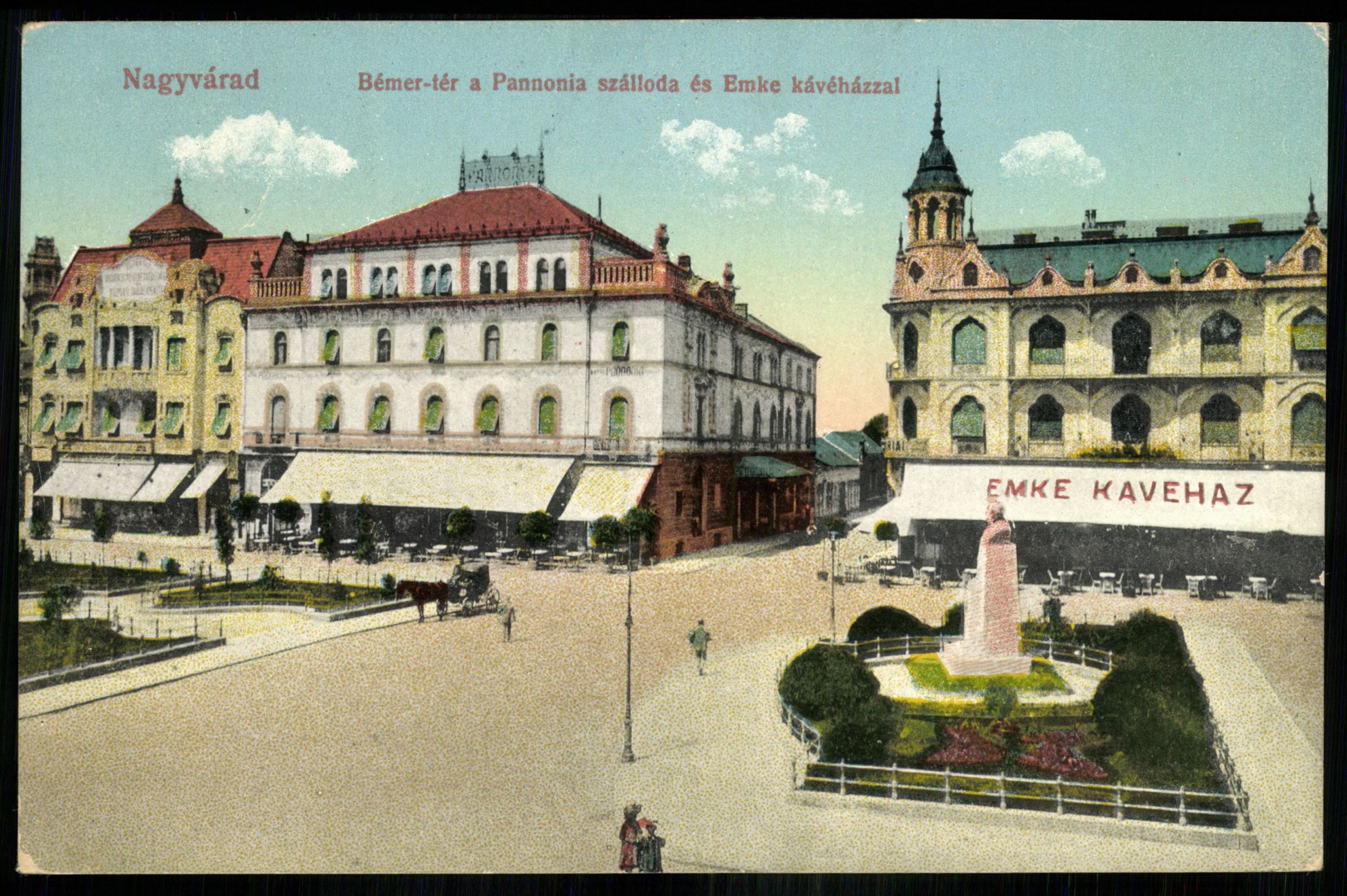 Nagyvárad Bémer tér a Pannonia szálloda és Emke kávéházzal (Magyar Kereskedelmi és Vendéglátóipari Múzeum CC BY-NC-ND)