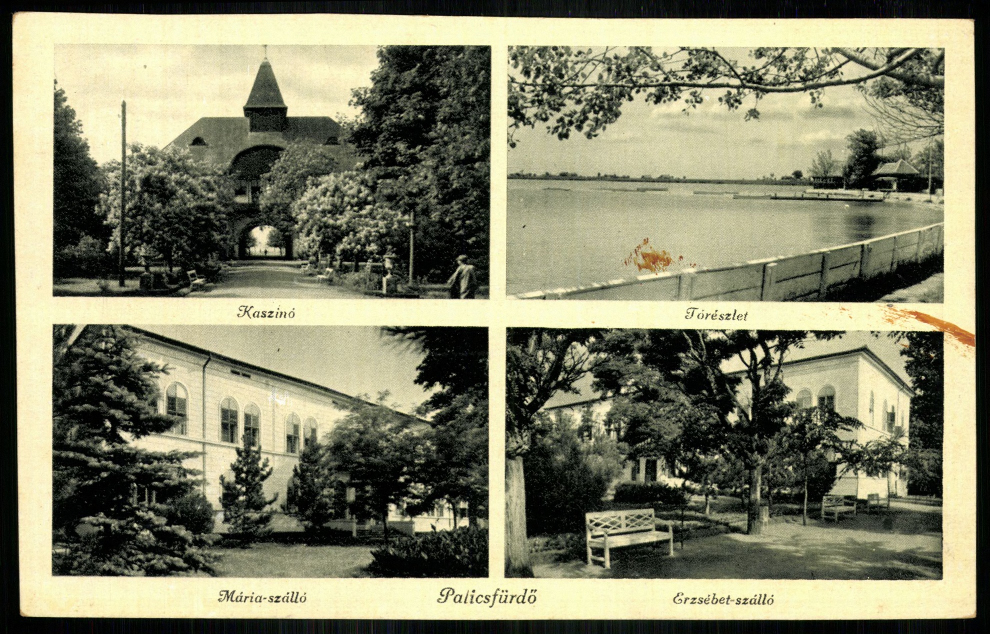 Palicsfürdő Kaszinó, Tórészlet, Mária szálló, Erzsébet szálló (Magyar Kereskedelmi és Vendéglátóipari Múzeum CC BY-NC-ND)