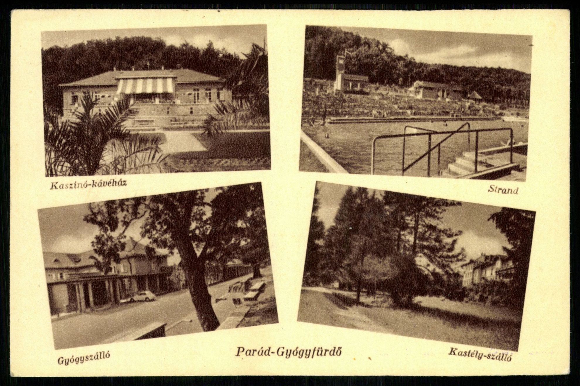 Parád-Gyógyfürdő Kaszinó kávéház, Strand, Gyógyszálló, Kastély szálló (Magyar Kereskedelmi és Vendéglátóipari Múzeum CC BY-NC-ND)