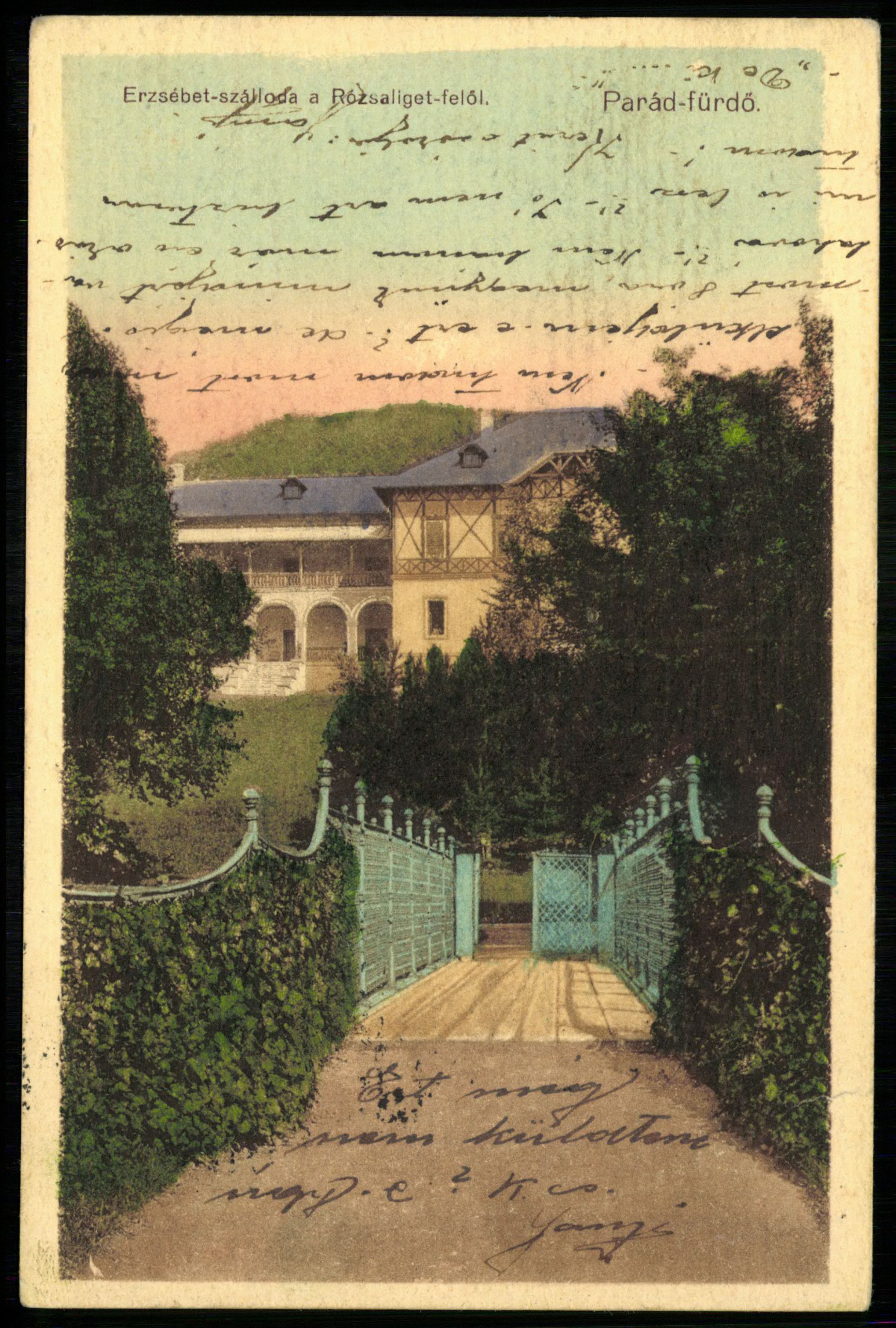 Parádfürdő Erzsébet szálló a Rózsaliget felől (Magyar Kereskedelmi és Vendéglátóipari Múzeum CC BY-NC-ND)