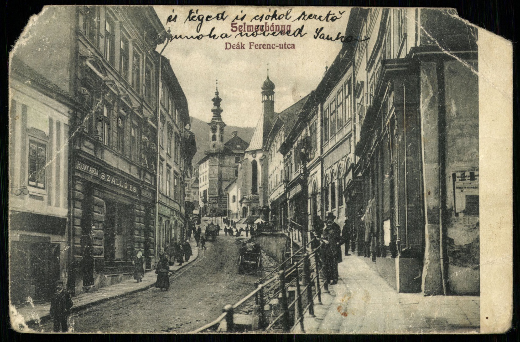 Selmecbánya Deák Ferenc utca. Hungária Szálló és Kávéház (Magyar Kereskedelmi és Vendéglátóipari Múzeum CC BY-NC-ND)