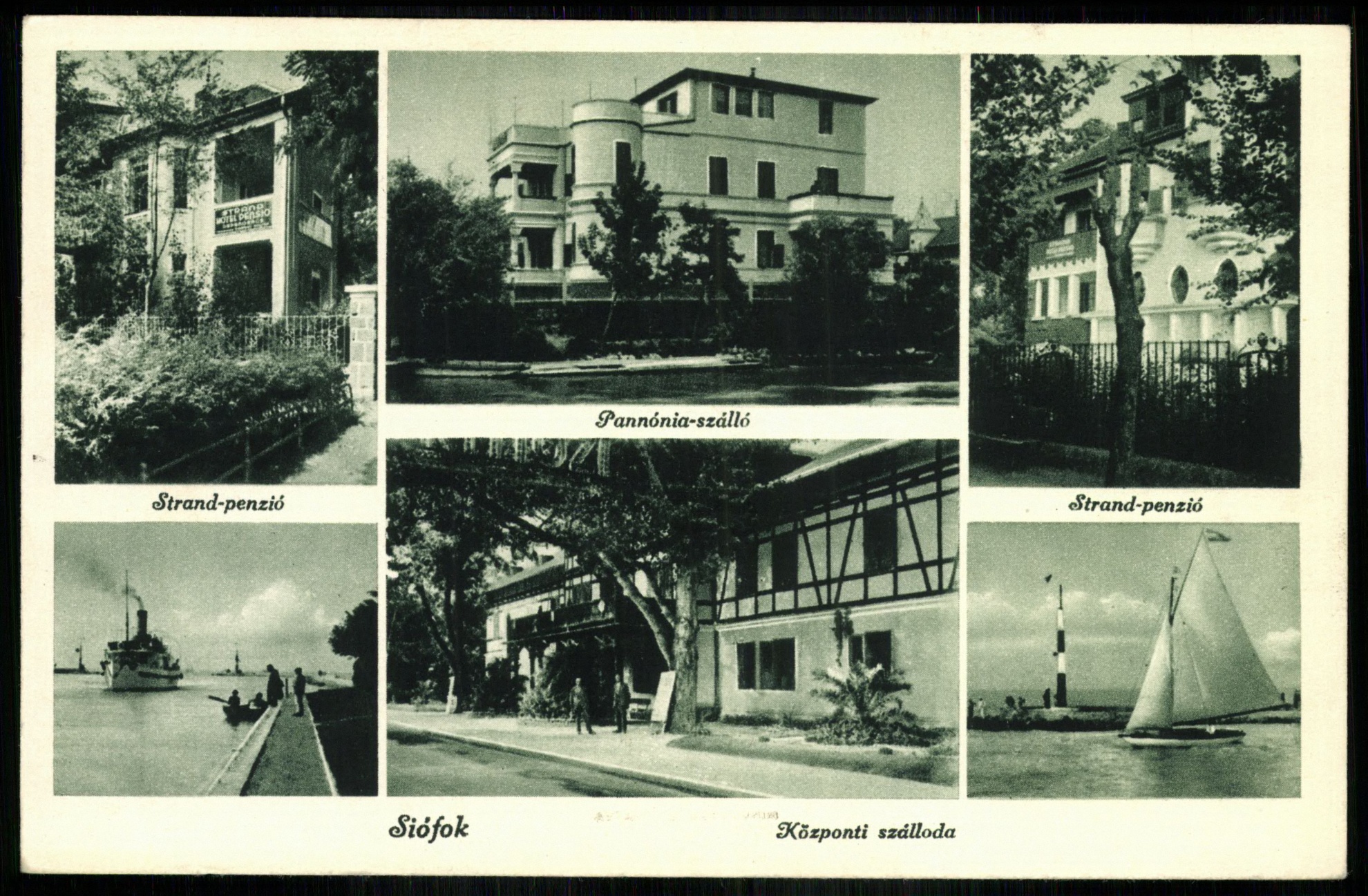 Siófok Strand penzió, Pannónia szálló, Strand penzió, Központi szálloda (Magyar Kereskedelmi és Vendéglátóipari Múzeum CC BY-NC-ND)