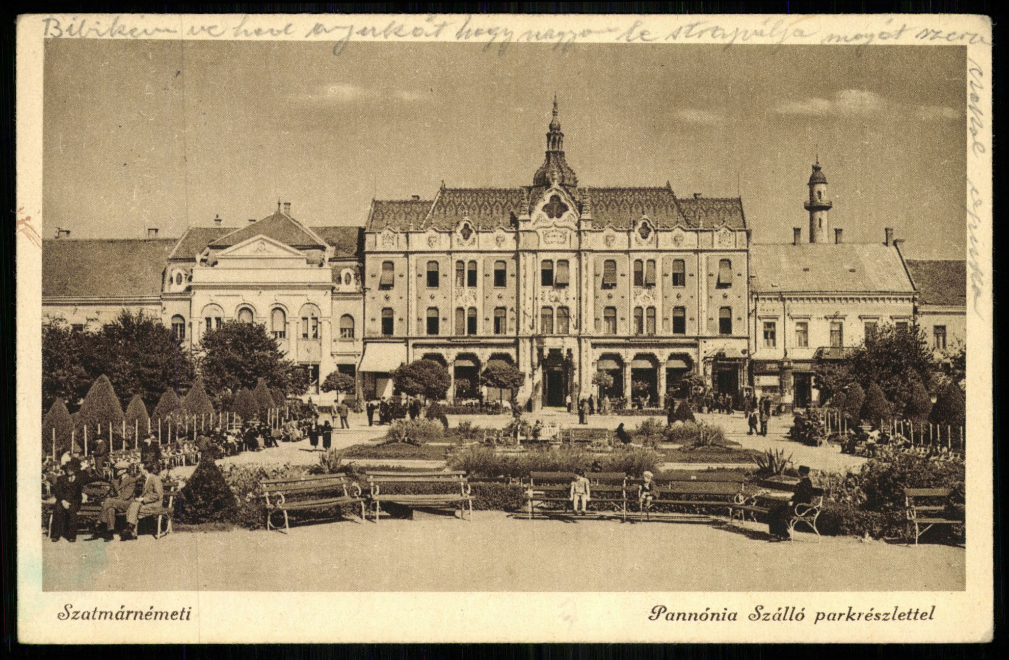 Szatmárnémeti Pannónia szálló parkrészlettel (Magyar Kereskedelmi és Vendéglátóipari Múzeum CC BY-NC-ND)