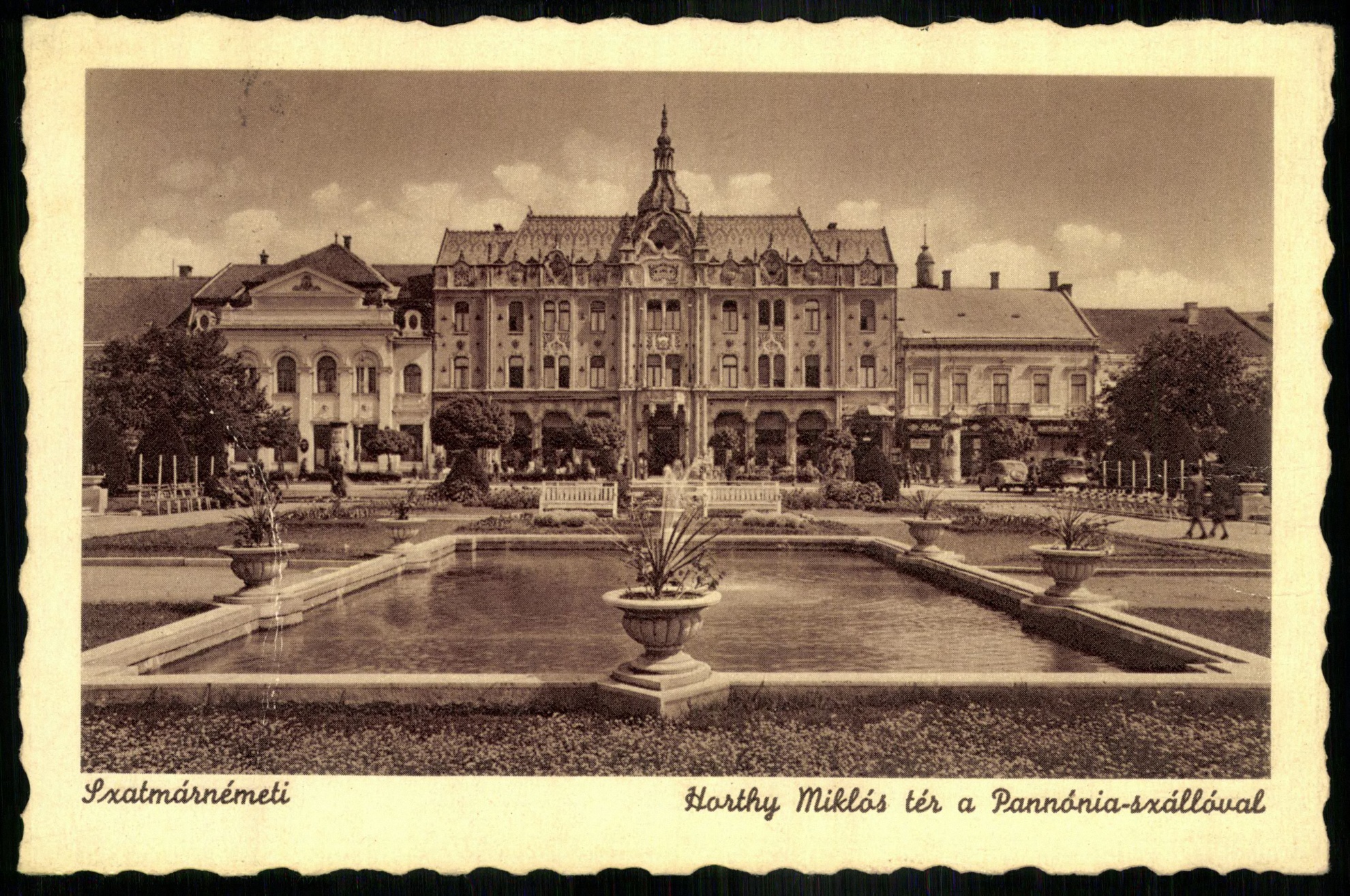 Szatmárnémeti Horthy Miklós tér a Pannónia szállóval (Magyar Kereskedelmi és Vendéglátóipari Múzeum CC BY-NC-ND)