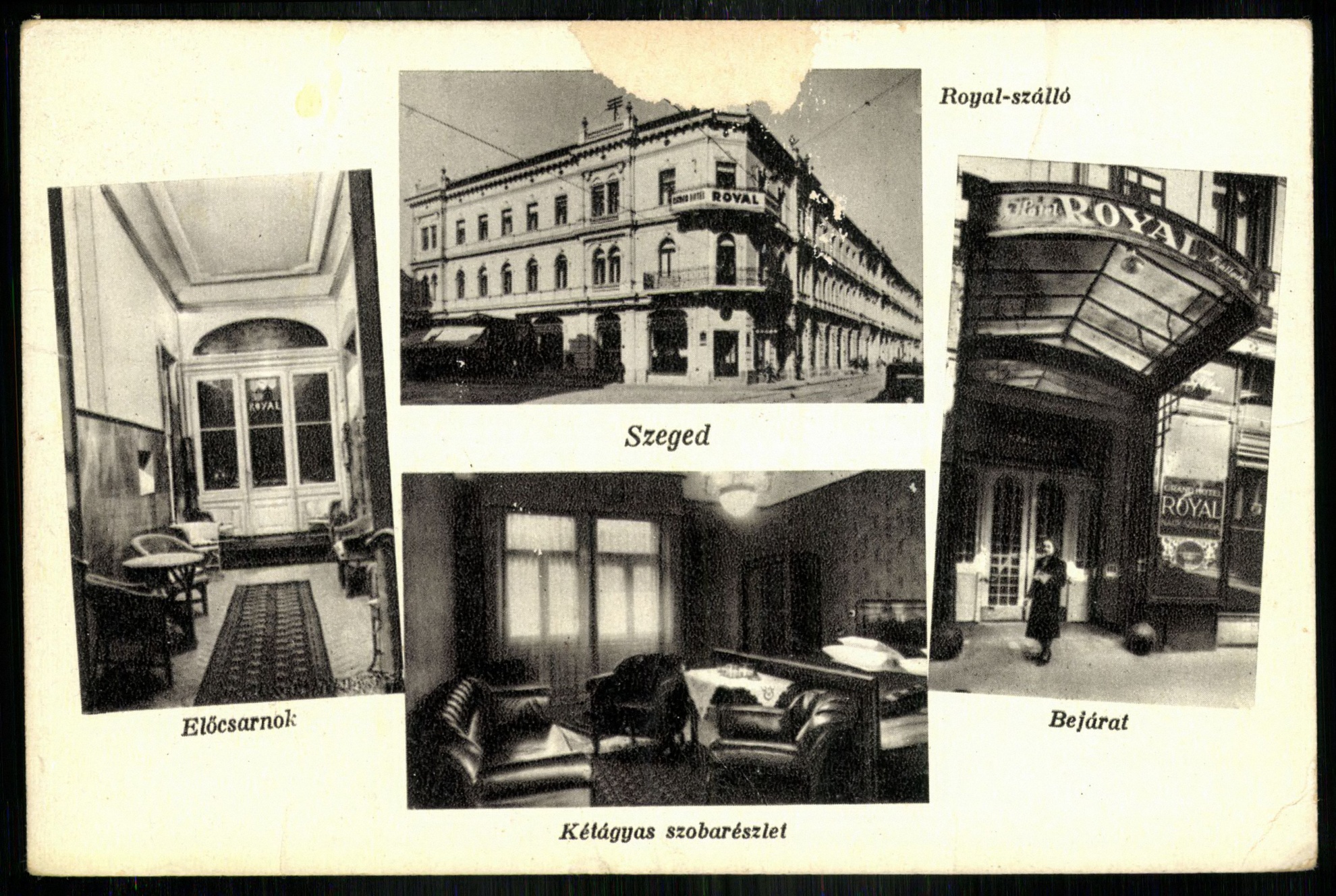 Szeged Royal szálló, Előcsarnok, Bejárat, Kétágyas szoba (Magyar Kereskedelmi és Vendéglátóipari Múzeum CC BY-NC-ND)