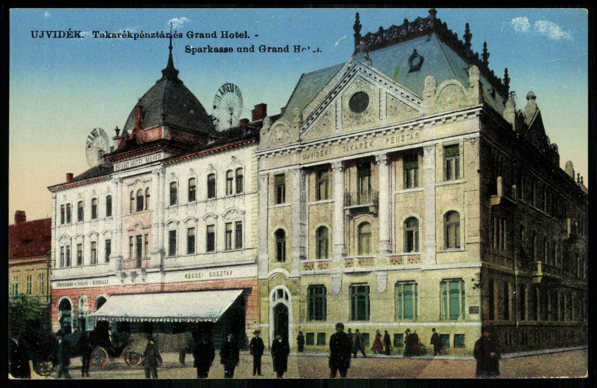 Újvidék Takarékpénztár és Grand Hotel (Magyar Kereskedelmi és Vendéglátóipari Múzeum CC BY-NC-ND)