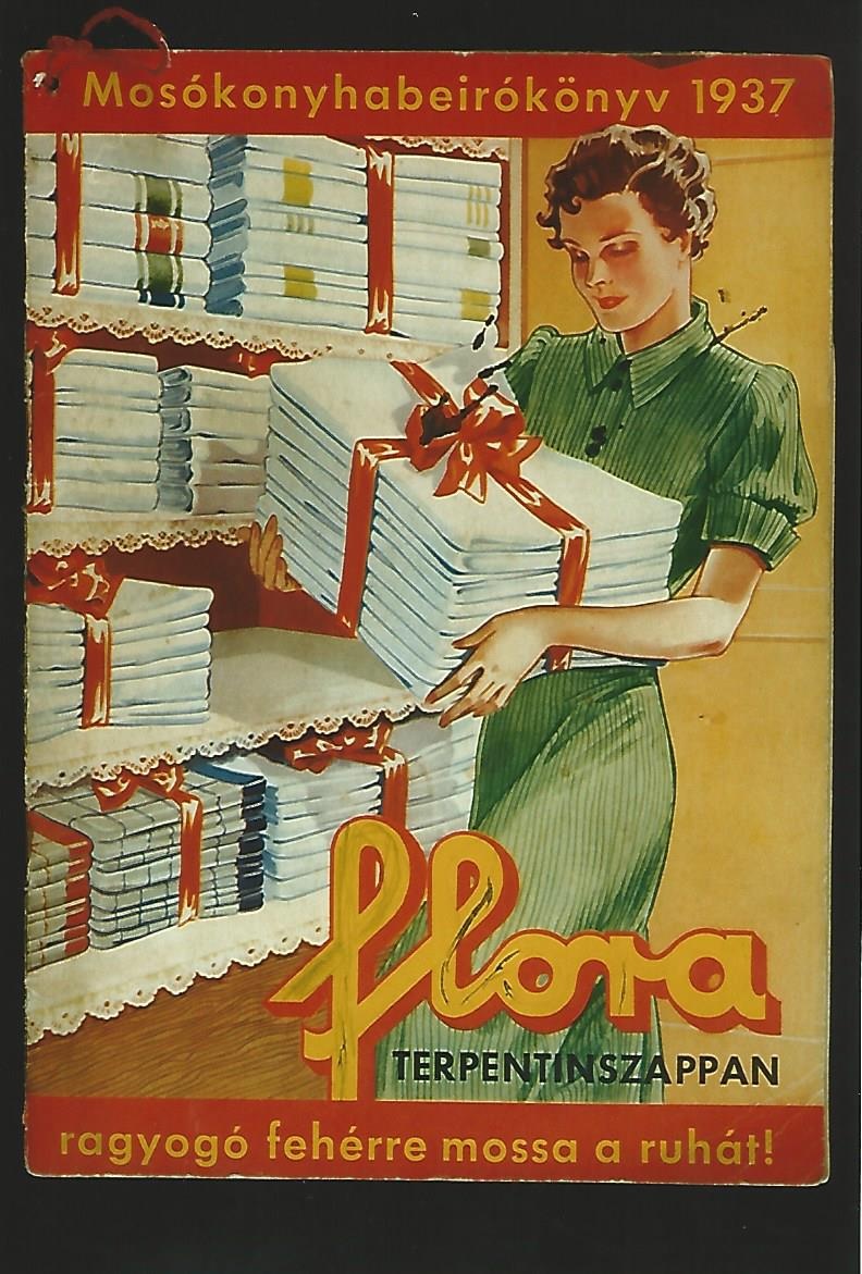 Mosókonyha beírókönyv címlap Flora 1937. (Magyar Kereskedelmi és Vendéglátóipari Múzeum CC BY-NC-ND)