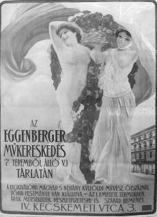 reklámplakát Eggenberger műkereskedés Budapest (Magyar Kereskedelmi és Vendéglátóipari Múzeum CC BY-NC-ND)