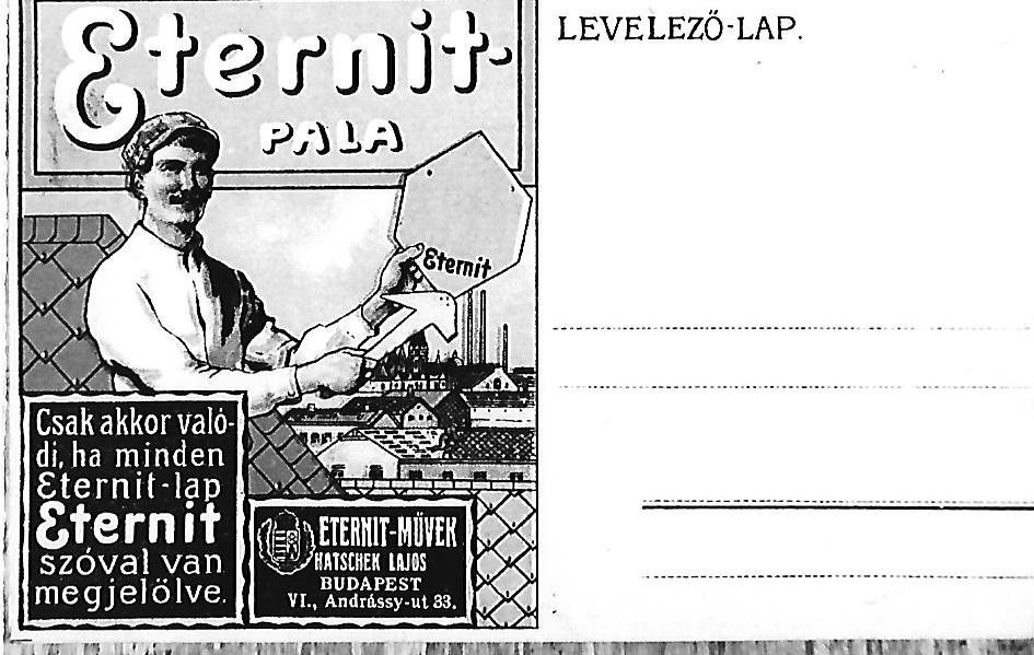 Eternit-Pala - Levelező Lap reklámja (Magyar Kereskedelmi és Vendéglátóipari Múzeum CC BY-NC-ND)