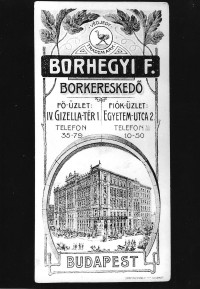 Számolócédula Borhegyi F. borkereskedő Budapest