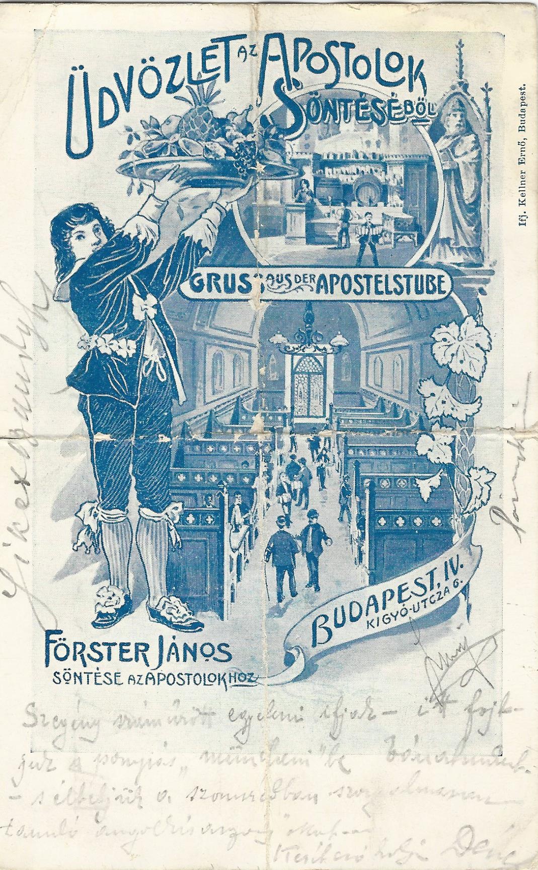 Apostolok Étterem és Söröző, Budapest 1906. (Magyar Kereskedelmi és Vendéglátóipari Múzeum CC BY-NC-ND)