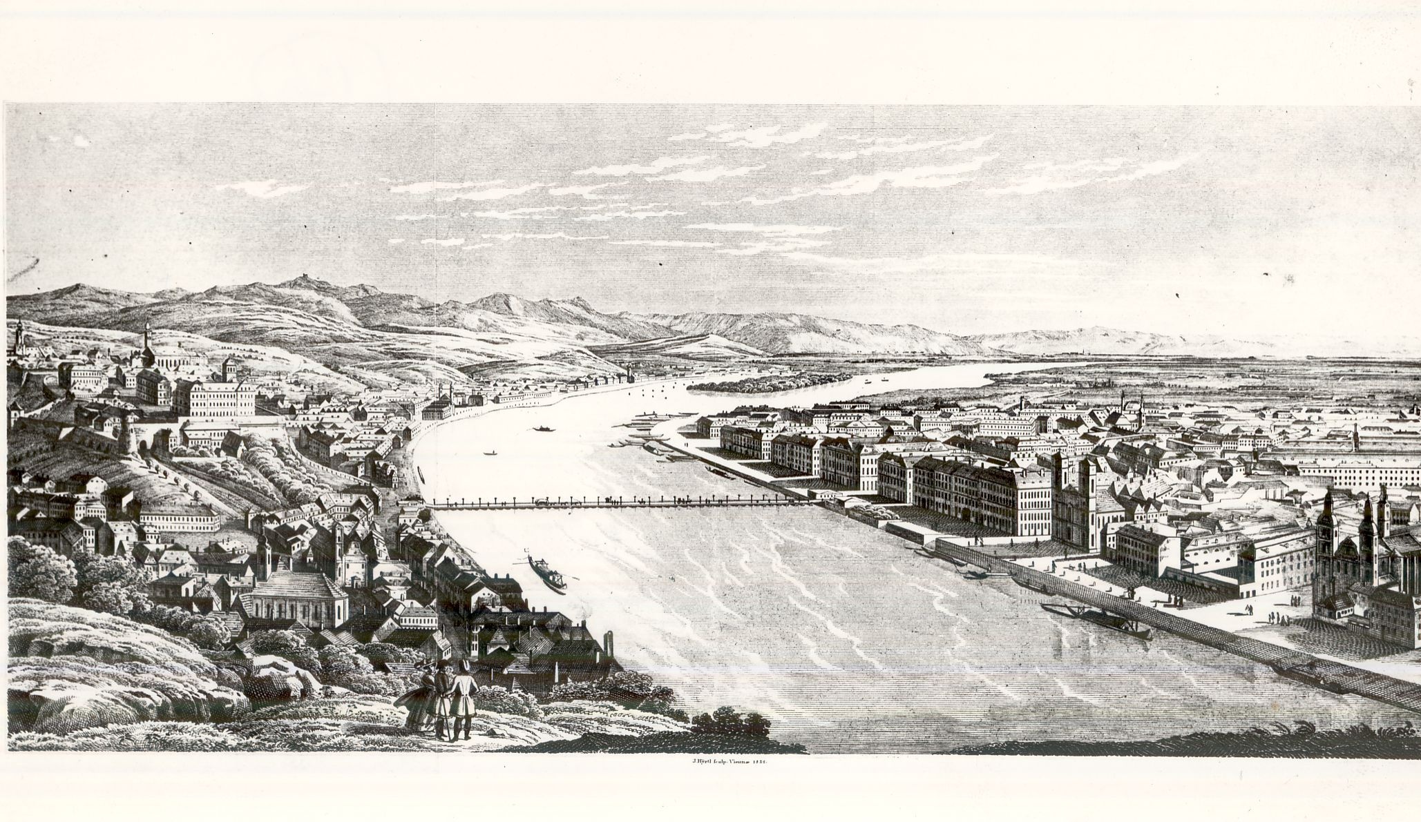 A Duna két partja 1832-ben (Magyar Kereskedelmi és Vendéglátóipari Múzeum CC BY-NC-ND)