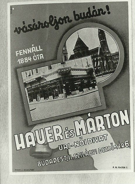 Hauer és Márton Úri-Női divat, Budapest 1944. (Magyar Kereskedelmi és Vendéglátóipari Múzeum CC BY-NC-ND)