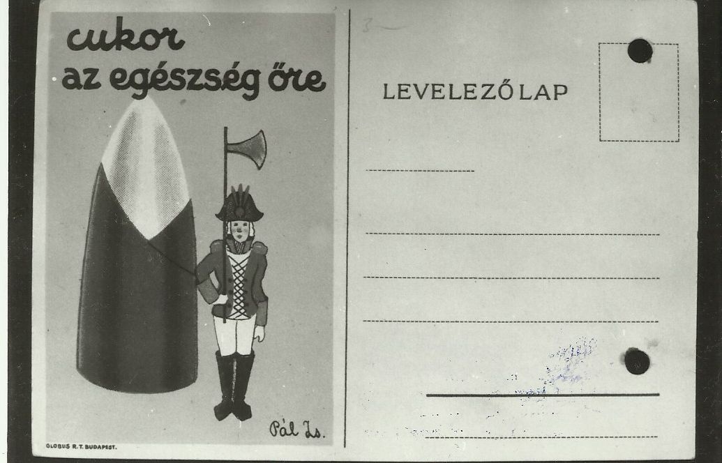 Cukor az egészség őre Levelezőlap (Magyar Kereskedelmi és Vendéglátóipari Múzeum CC BY-NC-ND)