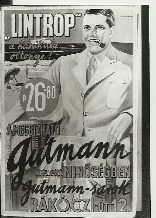 &quot;LINTROP a kánikula öltönye!&quot; reklám, Budapest 1937. (Magyar Kereskedelmi és Vendéglátóipari Múzeum CC BY-NC-ND)