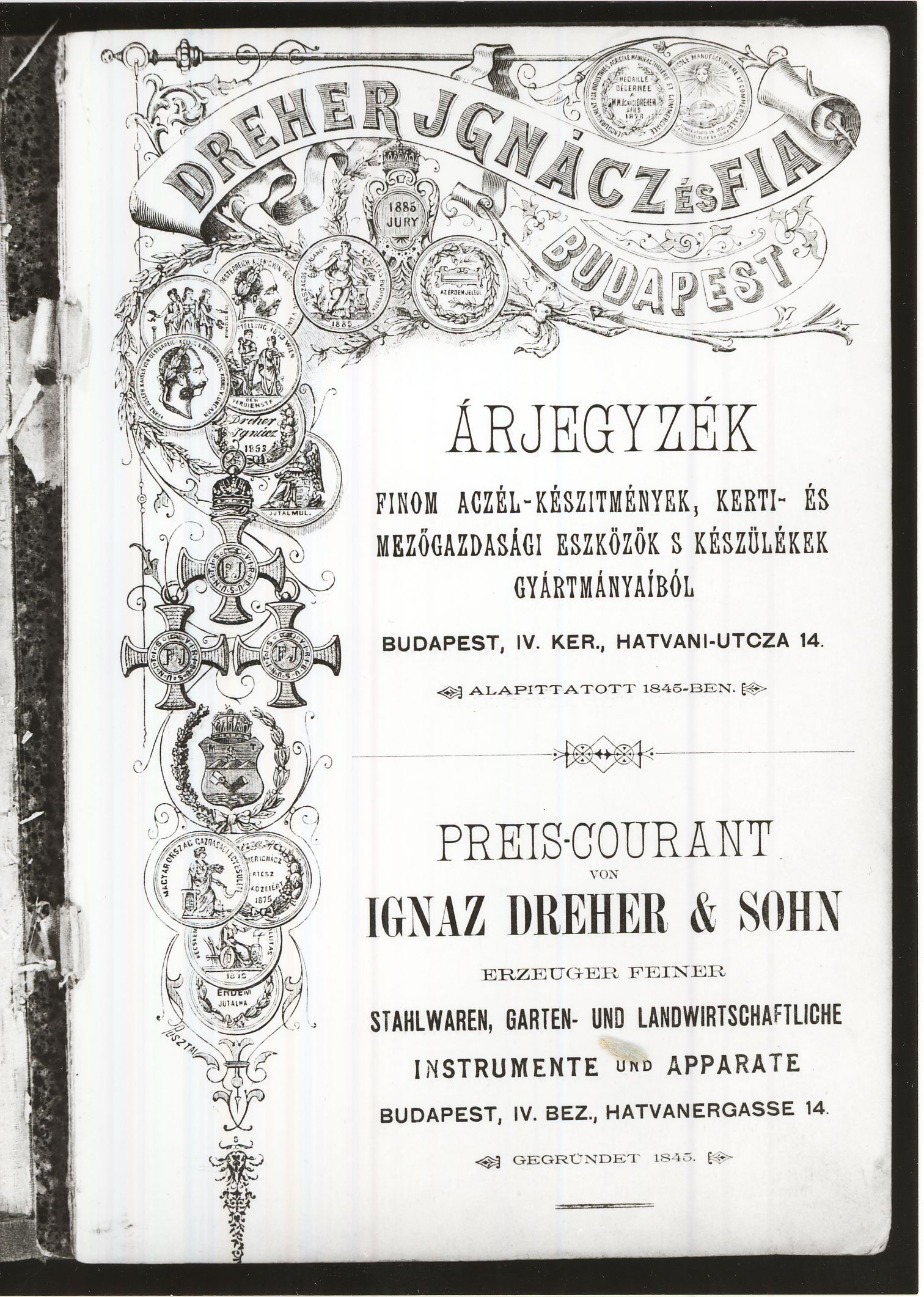 Dreher árjegyzék (Magyar Kereskedelmi és Vendéglátóipari Múzeum CC BY-NC-ND)