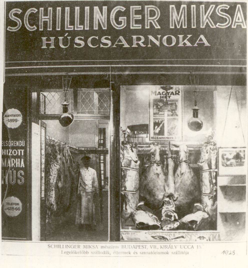 Schillinger Miksa húscsarnoka Budapest 1928. (Magyar Kereskedelmi és Vendéglátóipari Múzeum CC BY-NC-ND)