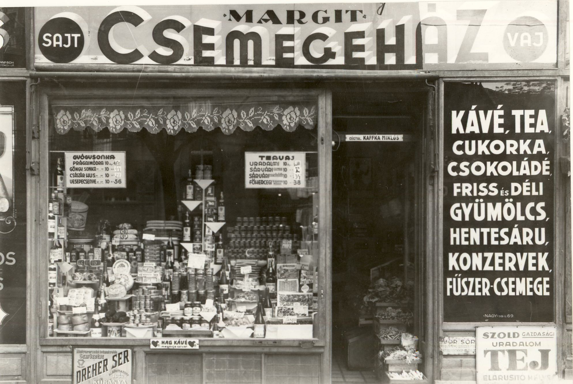 Kaffka Miklós Fűszer és Csemege Budapest 1930. (Magyar Kereskedelmi és Vendéglátóipari Múzeum CC BY-NC-ND)