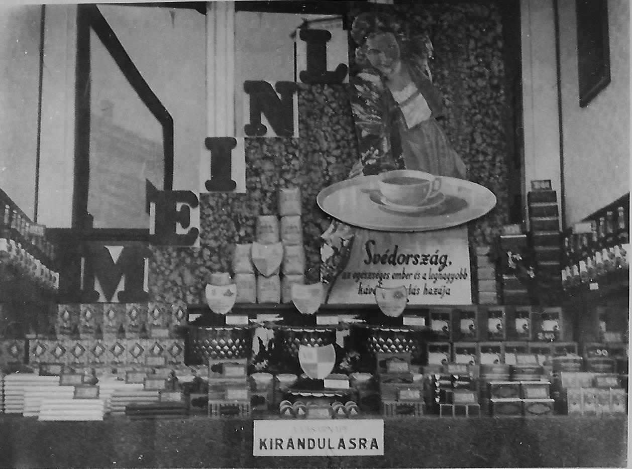Meinl üzlet Kecskemét 1932. (Magyar Kereskedelmi és Vendéglátóipari Múzeum CC BY-NC-ND)