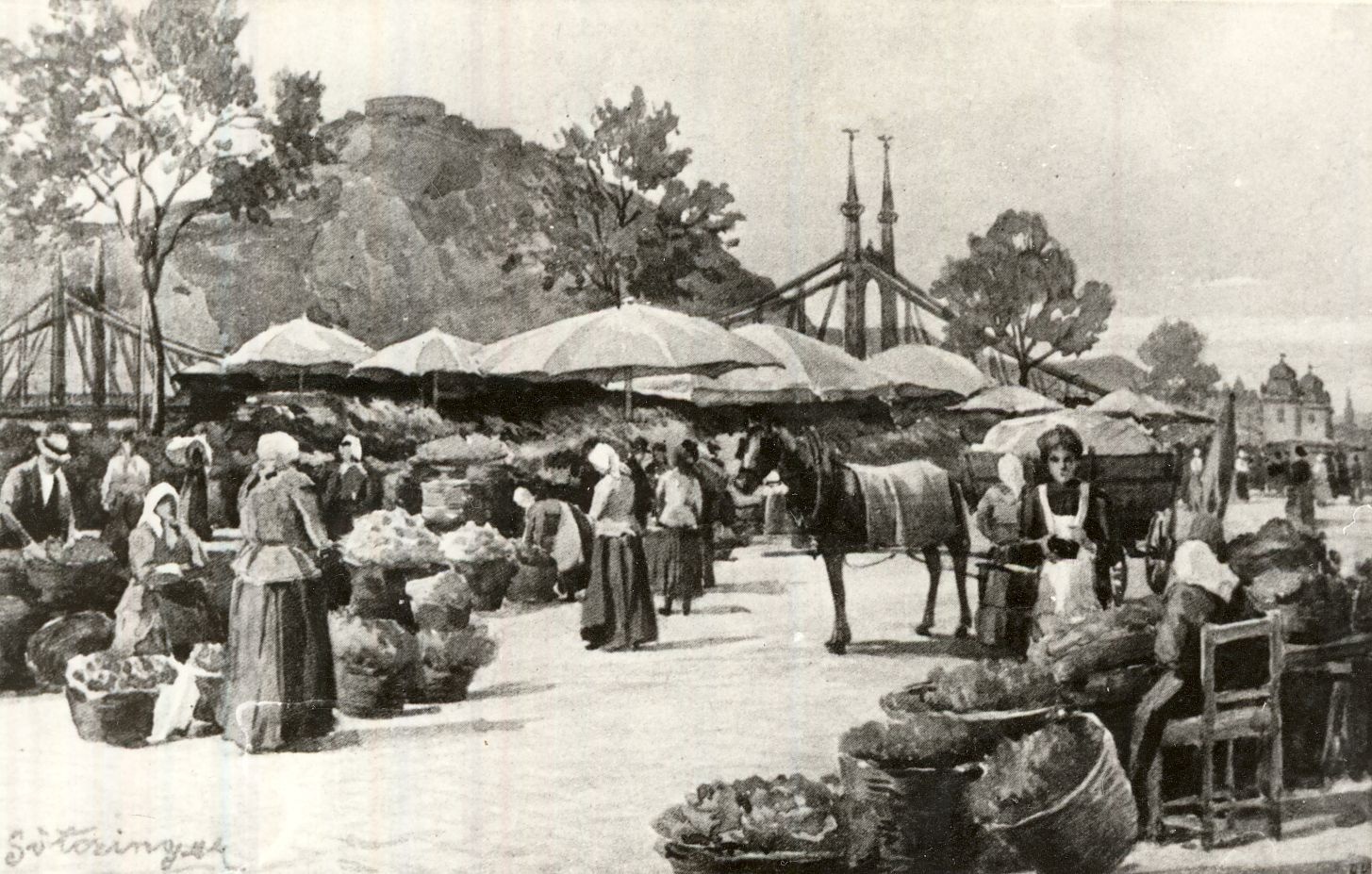 Piac a Duna-parton Budapest (Magyar Kereskedelmi és Vendéglátóipari Múzeum CC BY-NC-ND)