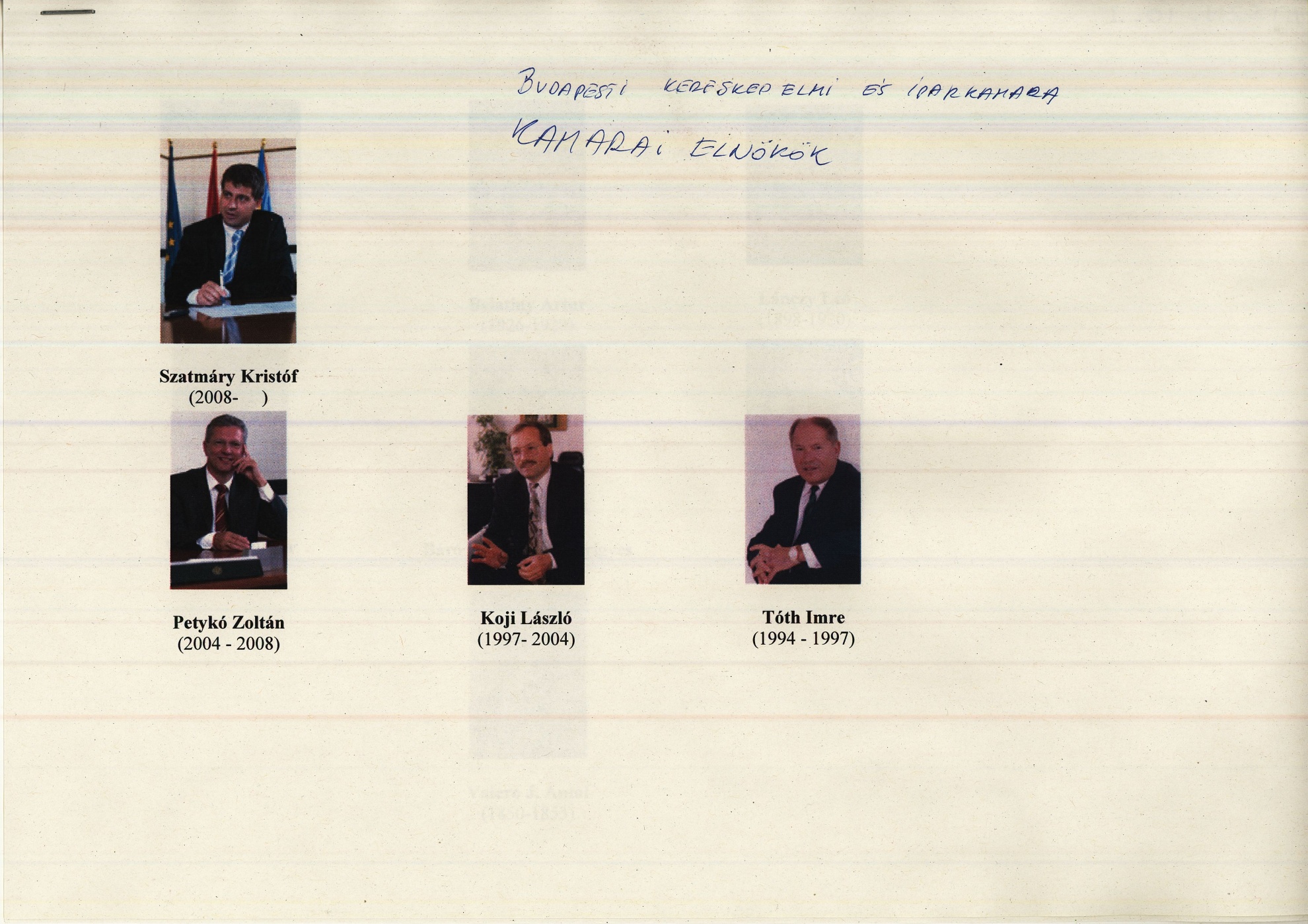 Budapesti Kereskedelmi és Iparkamara kamarai elnökök 1994-2014 (Magyar Kereskedelmi és Vendéglátóipari Múzeum CC BY-NC-ND)