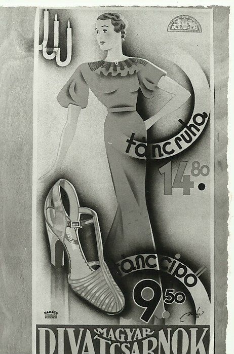 Tánc ruha és tánc cipő, Divatcsarnok 1936. (Magyar Kereskedelmi és Vendéglátóipari Múzeum CC BY-NC-ND)