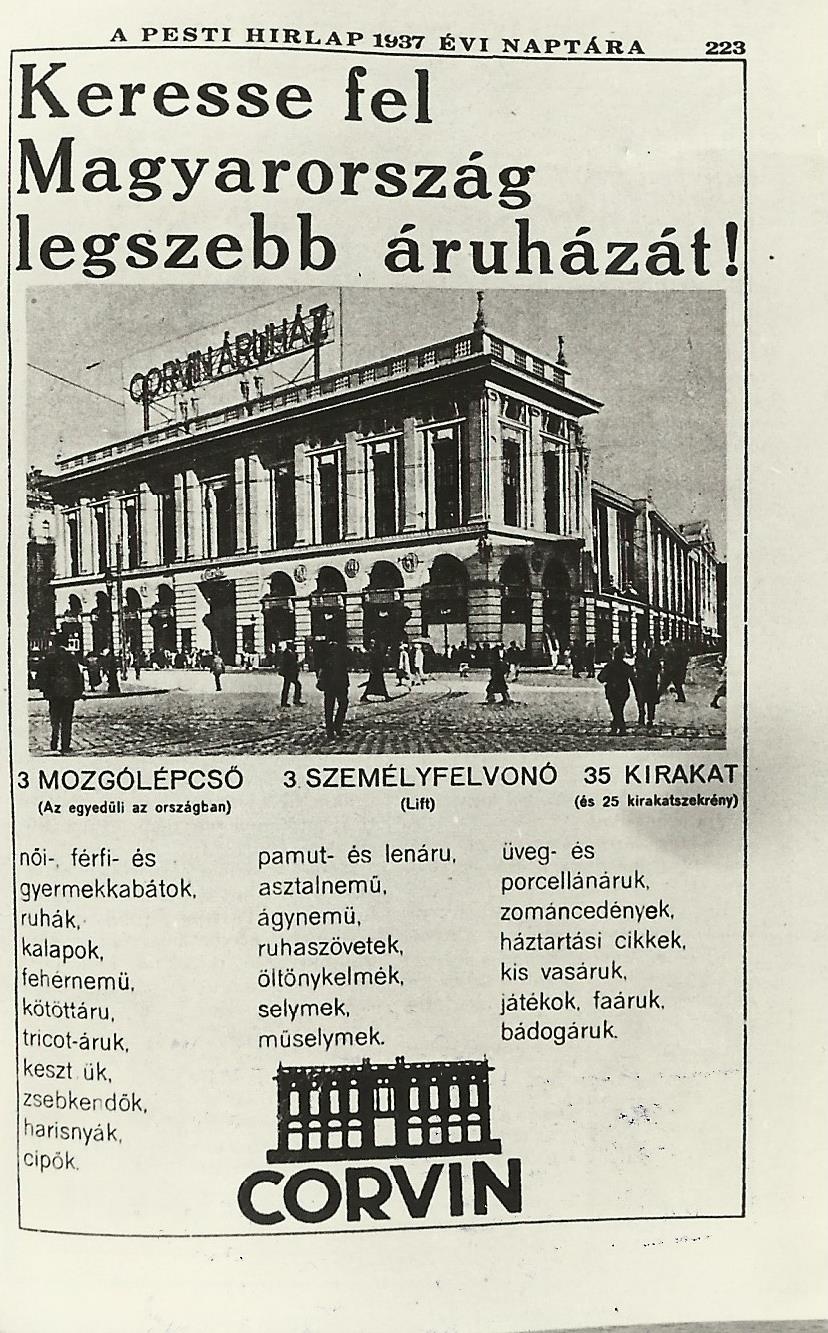 Corvin Áruház-Pesti Hírlap (Magyar Kereskedelmi és Vendéglátóipari Múzeum CC BY-NC-ND)