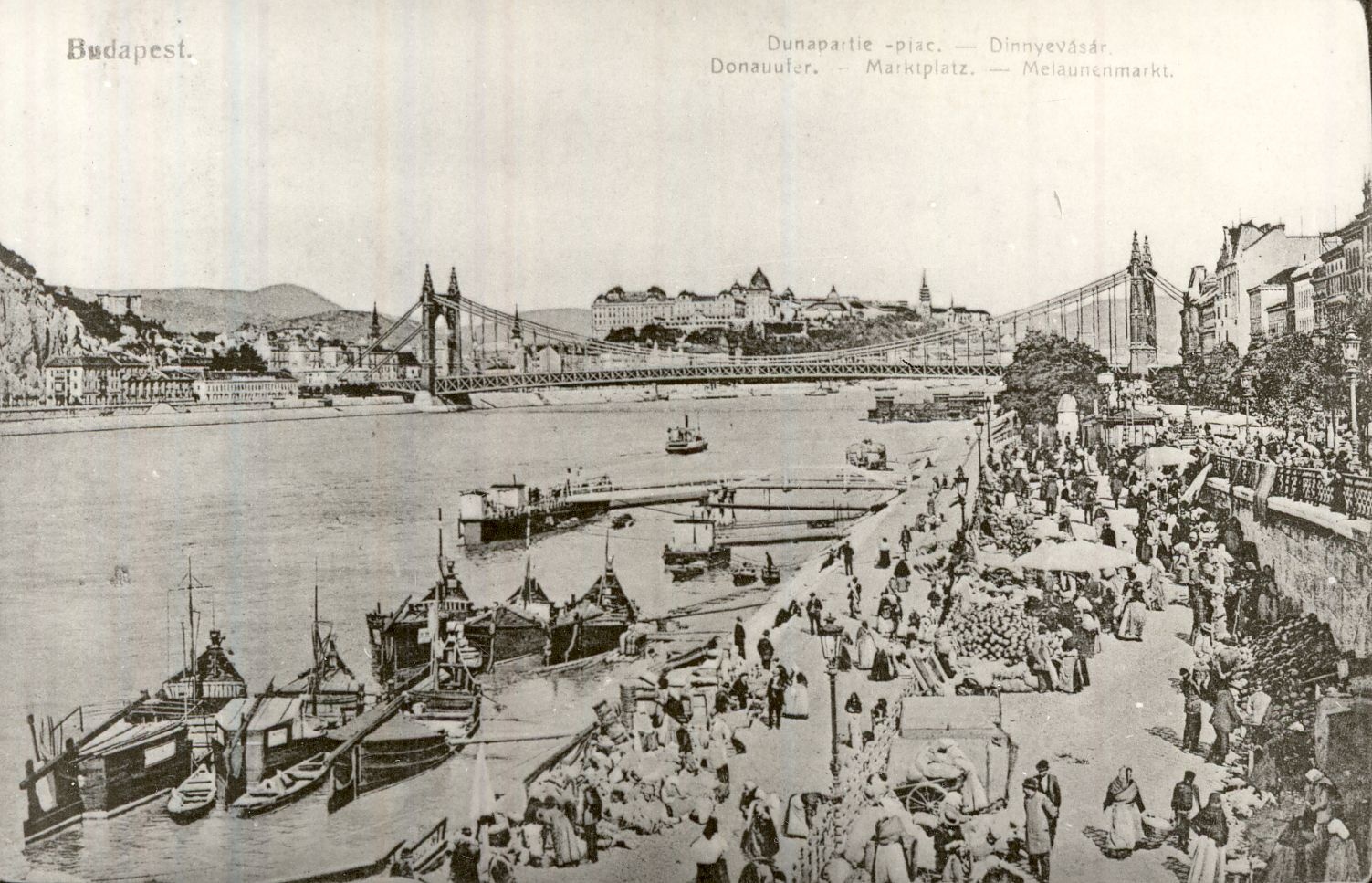 Piac a Dunaparton Budapest 1907. (Magyar Kereskedelmi és Vendéglátóipari Múzeum CC BY-NC-ND)
