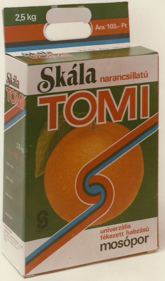 TOMI  Skála narancsillatú mosópor rekláma (Magyar Kereskedelmi és Vendéglátóipari Múzeum CC BY-NC-ND)