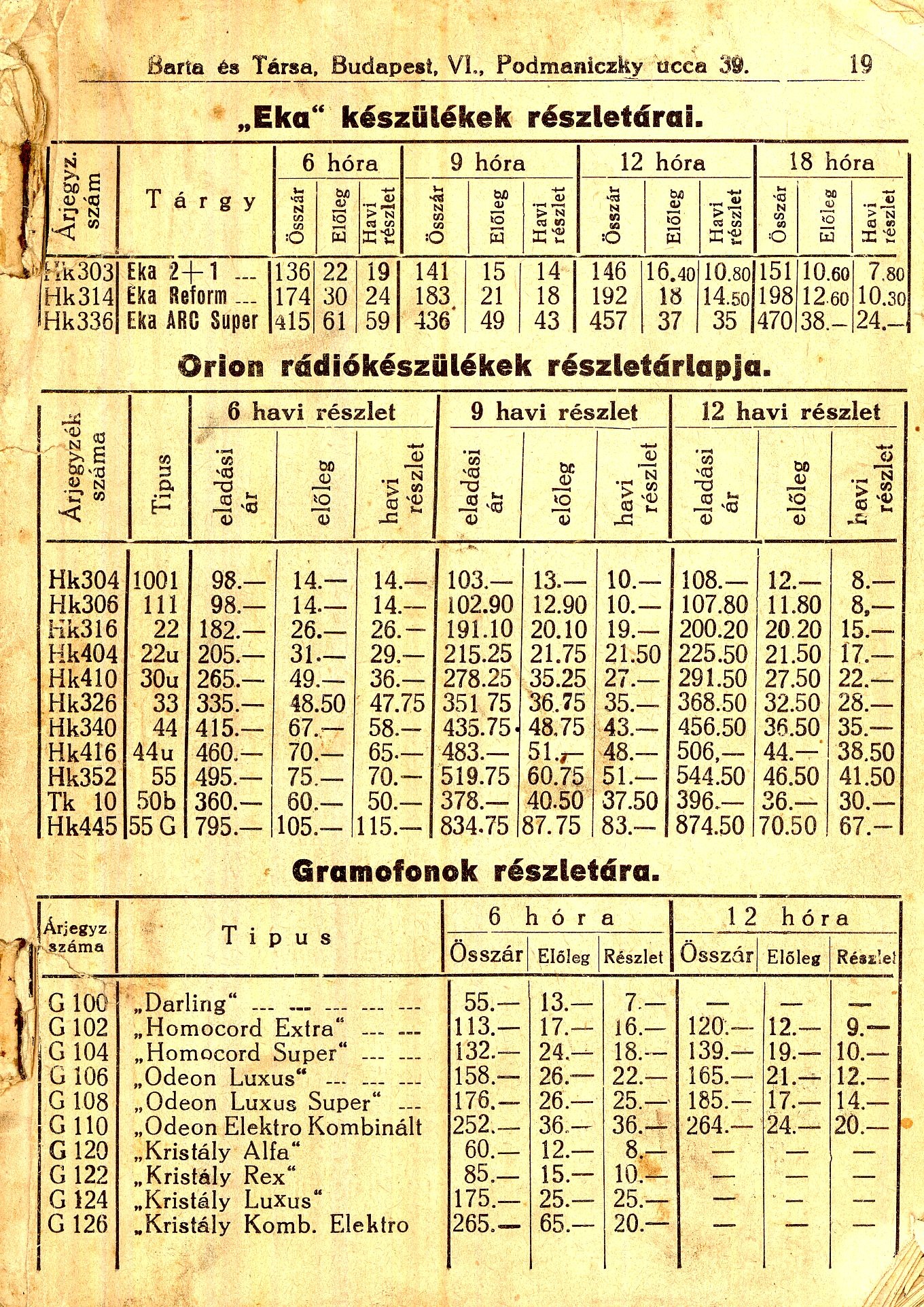[Rádió- és elektronikus készülékek árjegyzéke] (Magyar Kereskedelmi és Vendéglátóipari Múzeum CC BY-NC-SA)