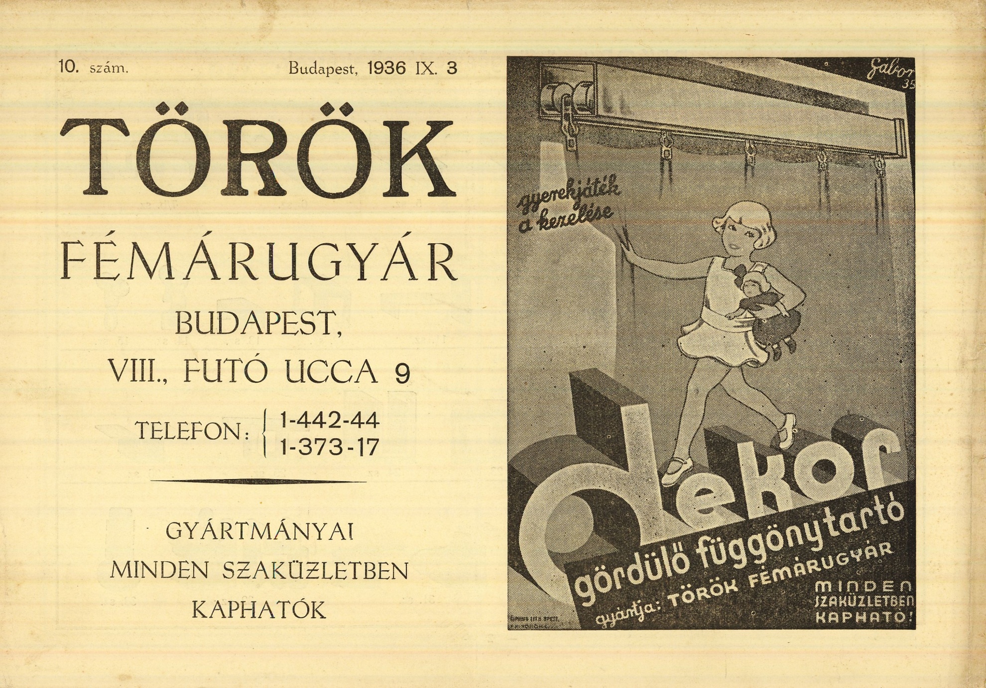 Török Fémárugyár 10. számú árjegyzéke (Magyar Kereskedelmi és Vendéglátóipari Múzeum CC BY-NC-SA)