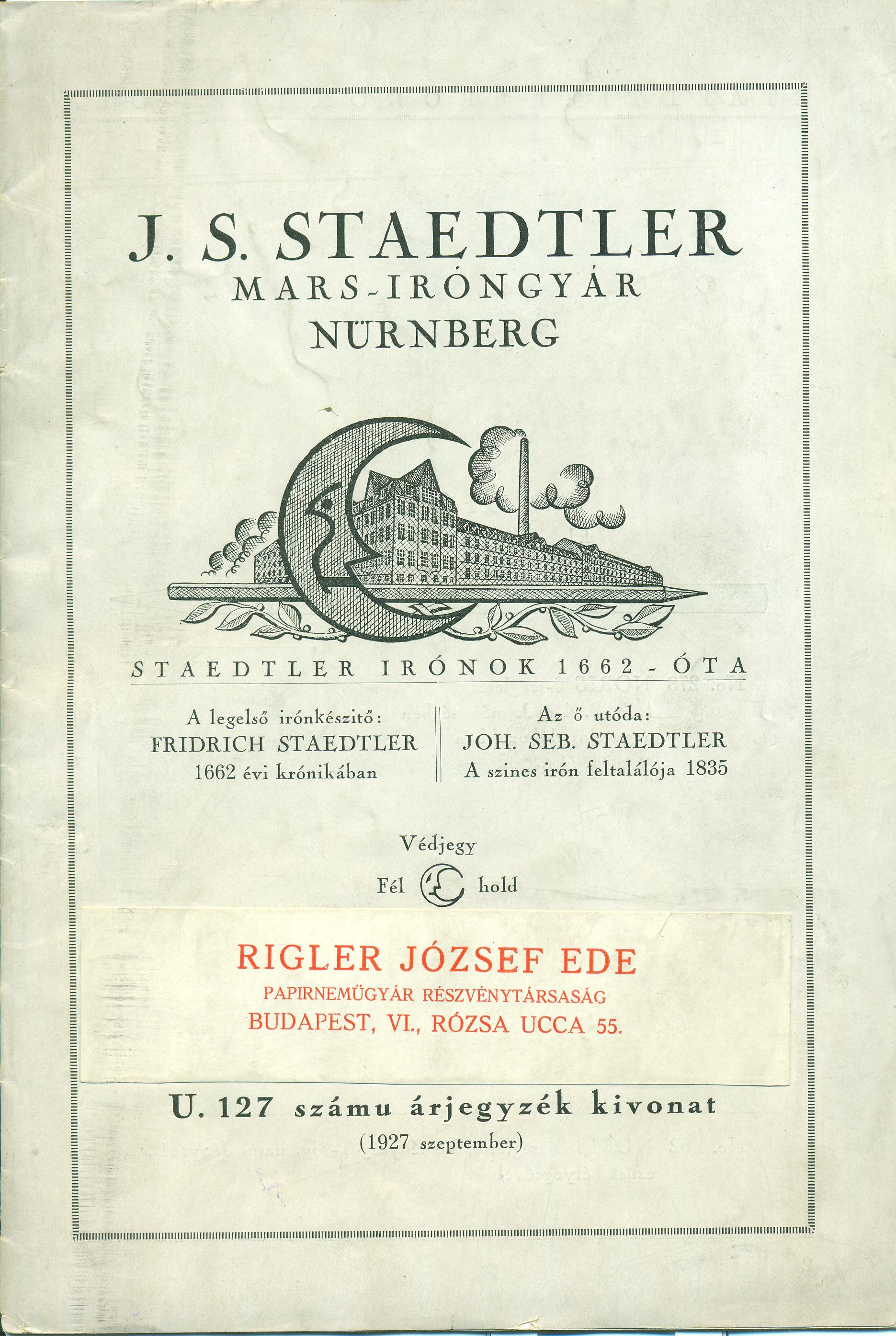 Stadler árjegyzék (Magyar Kereskedelmi és Vendéglátóipari Múzeum CC BY-NC-SA)
