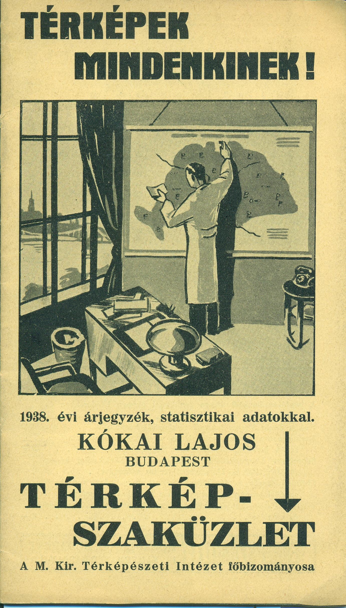 Térképek mindenkinek! 1938. évi árjegyzék, statisztikai adatokkal (Magyar Kereskedelmi és Vendéglátóipari Múzeum CC BY-NC-SA)