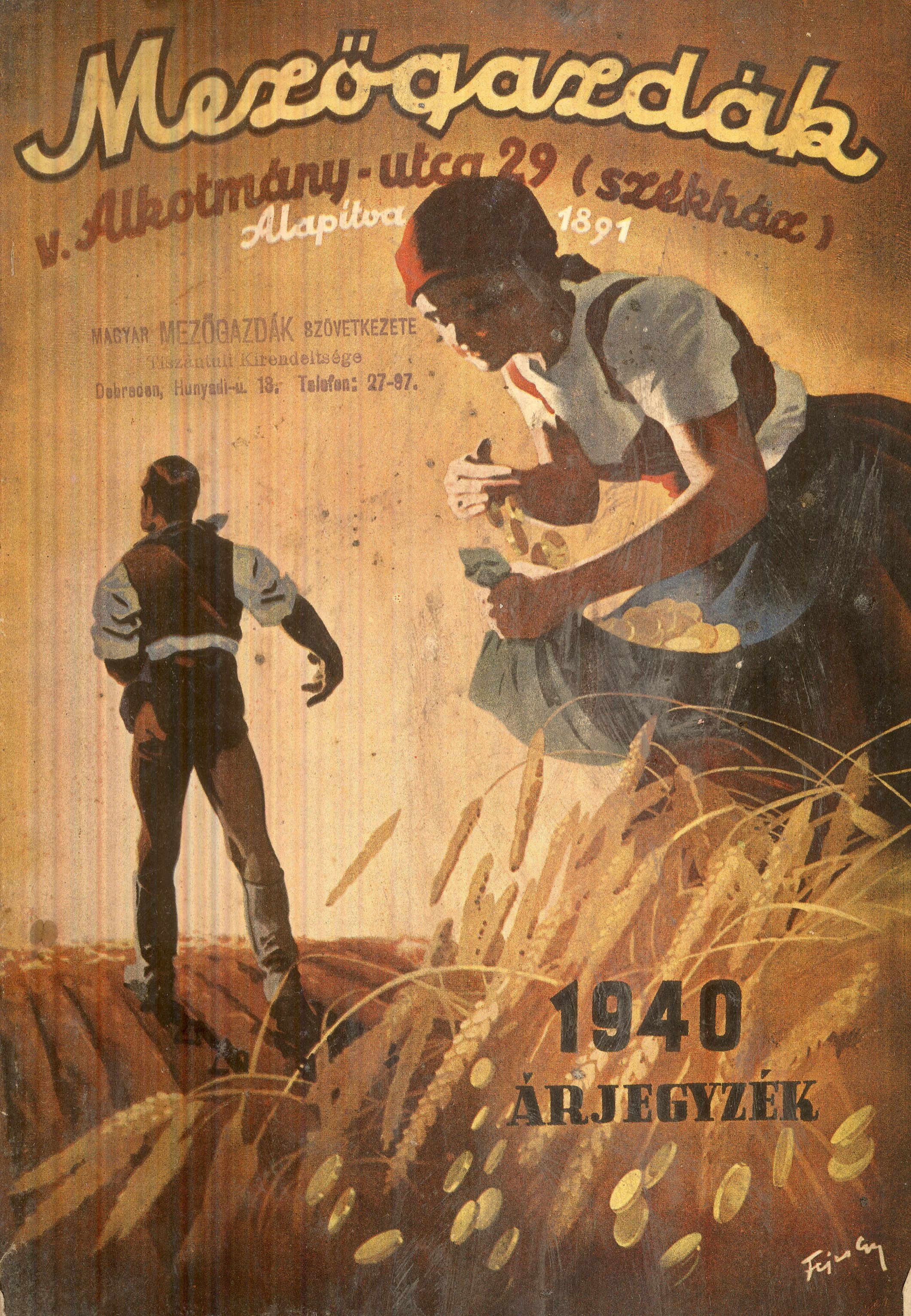 Mezőgazdák 1940 ÁRJEGYZÉK (Magyar Kereskedelmi és Vendéglátóipari Múzeum CC BY-NC-SA)