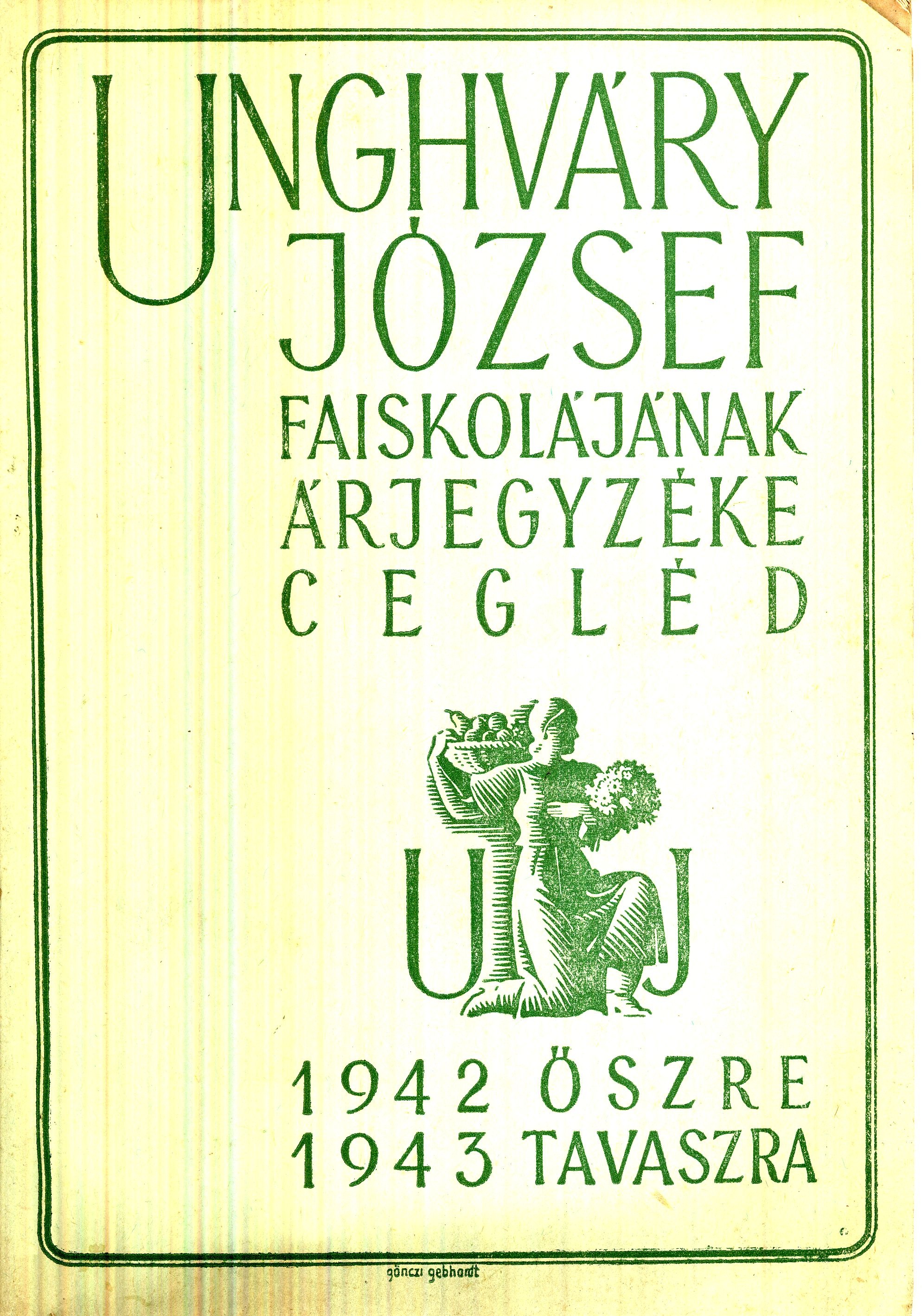 UNGHVÁRY JÓZSEF FAISKOLÁJÁNAK ÁRJEGYZÉKE (Magyar Kereskedelmi és Vendéglátóipari Múzeum CC BY-NC-SA)