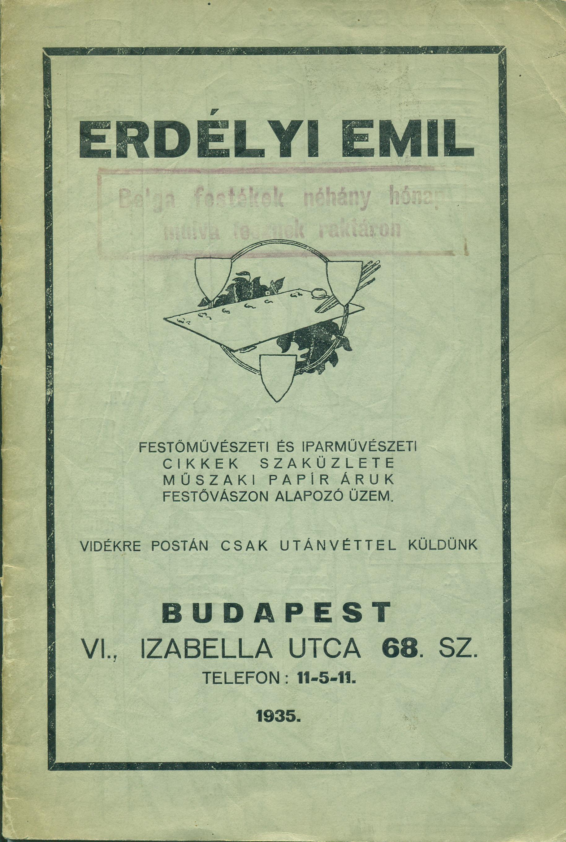 Erdélyi Emil árjegyzéke (Magyar Kereskedelmi és Vendéglátóipari Múzeum CC BY-NC-SA)