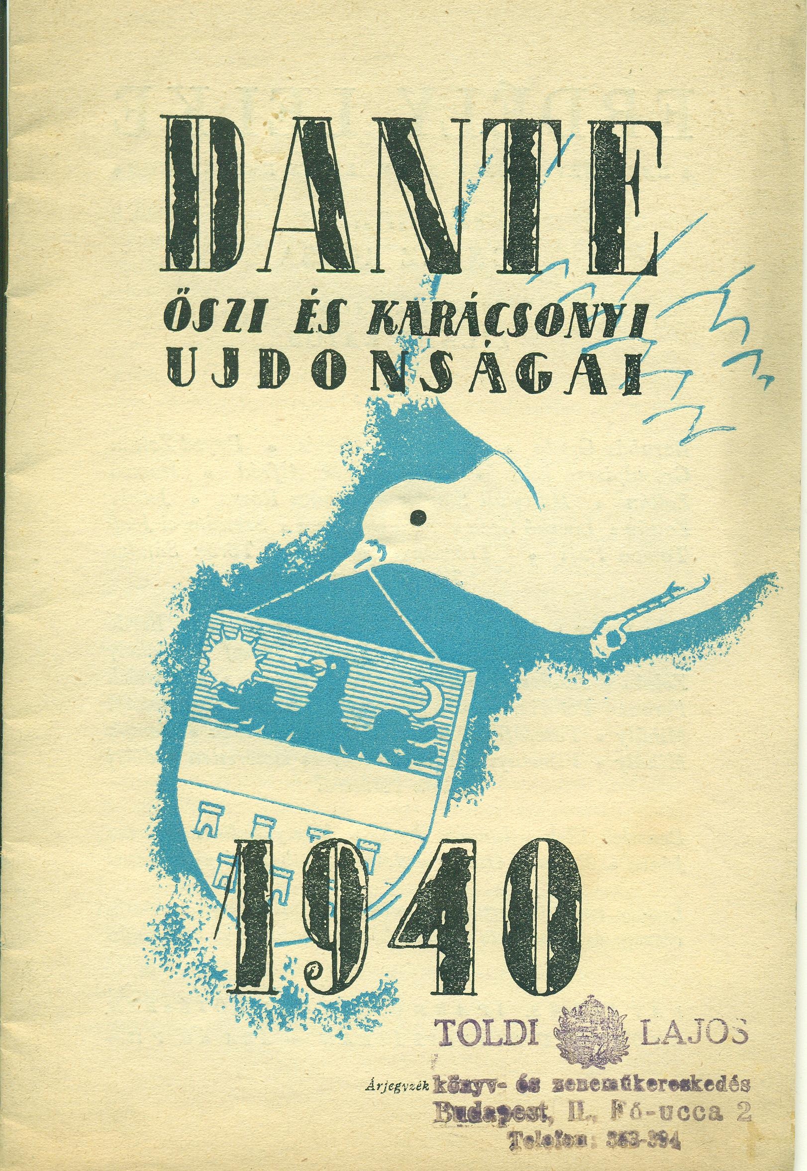 DANTE könyvek árjegyzéke (Magyar Kereskedelmi és Vendéglátóipari Múzeum CC BY-NC-SA)