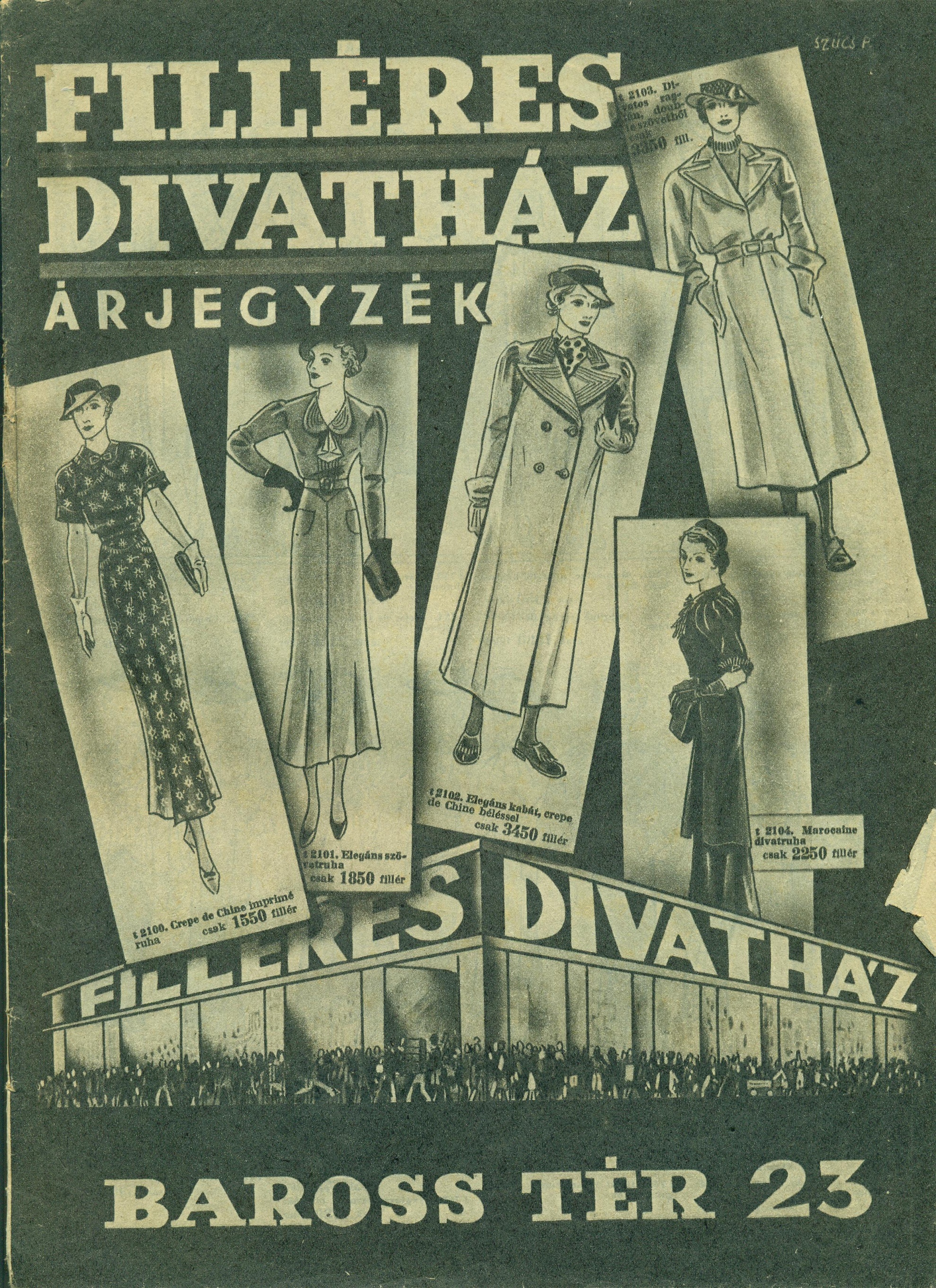 FILLÉRES DIVATHÁZ ÁRJEGYZÉK (Magyar Kereskedelmi és Vendéglátóipari Múzeum CC BY-NC-SA)