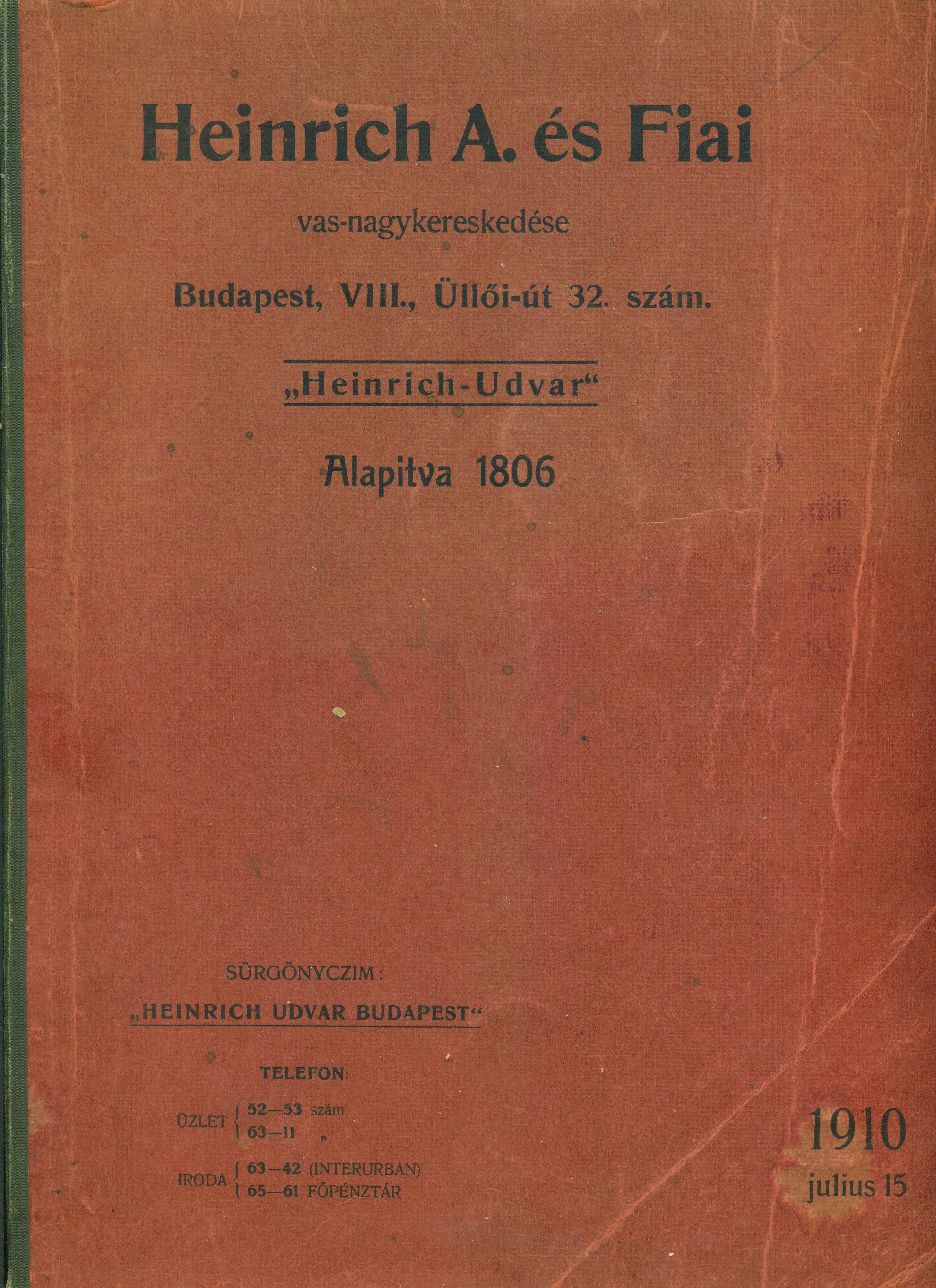 Árjegyzék 1910. julius 15 (Magyar Kereskedelmi és Vendéglátóipari Múzeum CC BY-NC-SA)